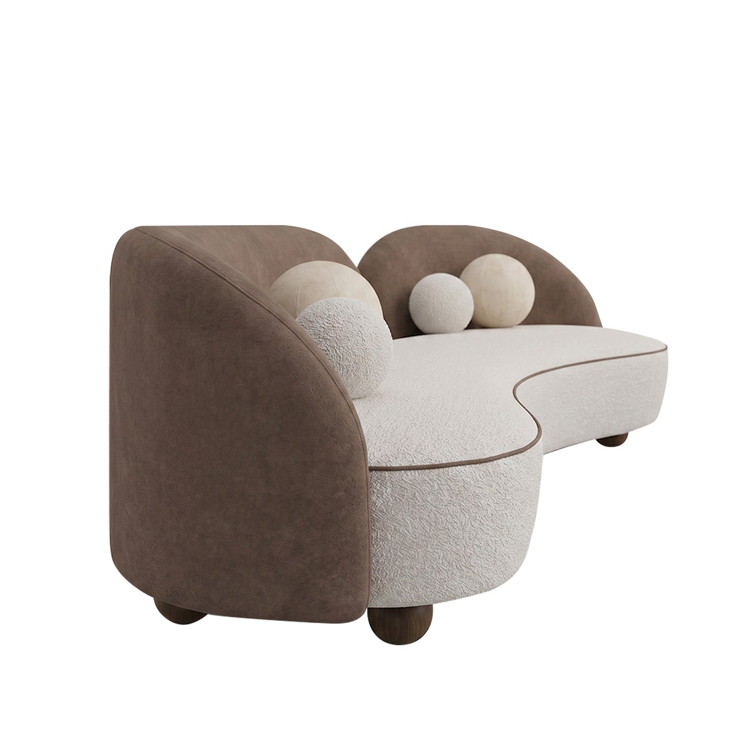 Olvion Luxe Brown Grey 5 - Seater Velvet Sofa