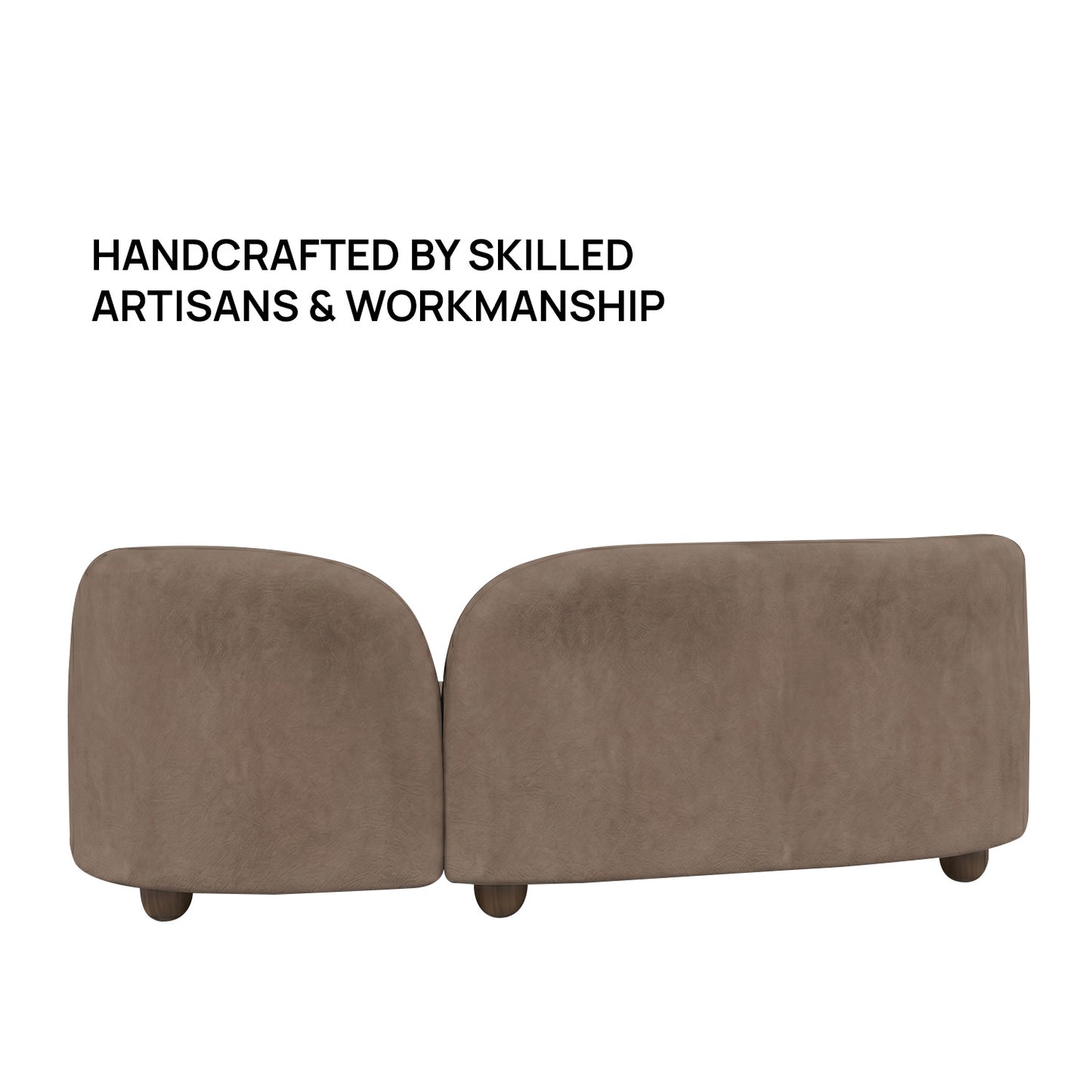 Olvion Luxe Brown Grey 5 - Seater Velvet Sofa