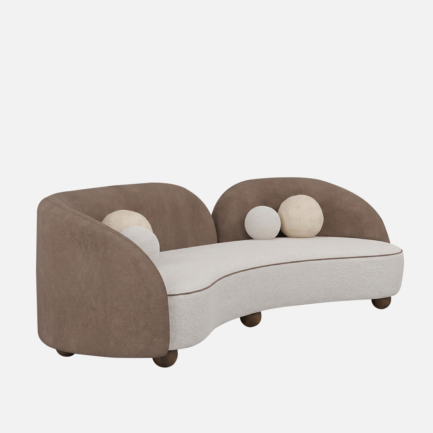 Olvion Luxe Brown Grey 5 - Seater Velvet Sofa