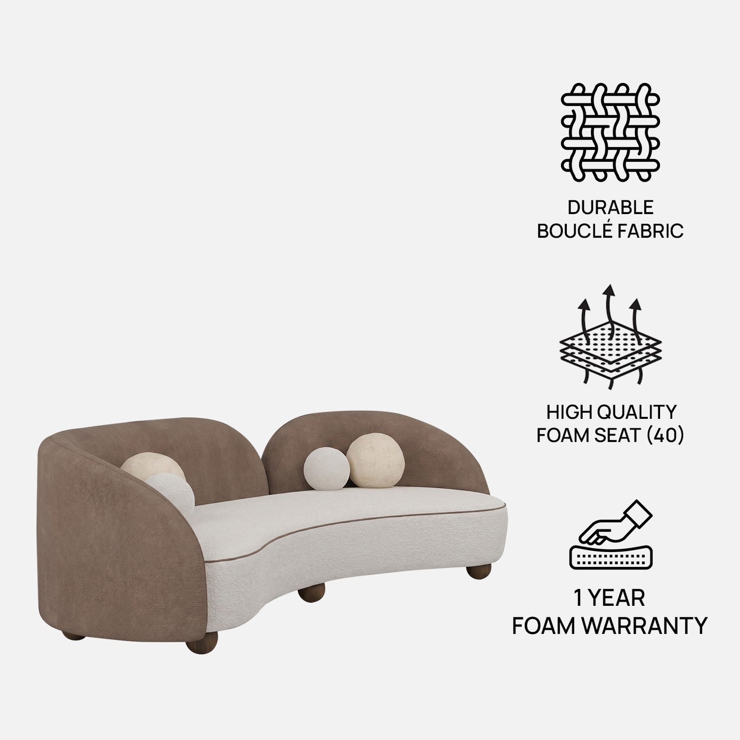 Olvion Luxe Brown Grey 5 - Seater Velvet Sofa