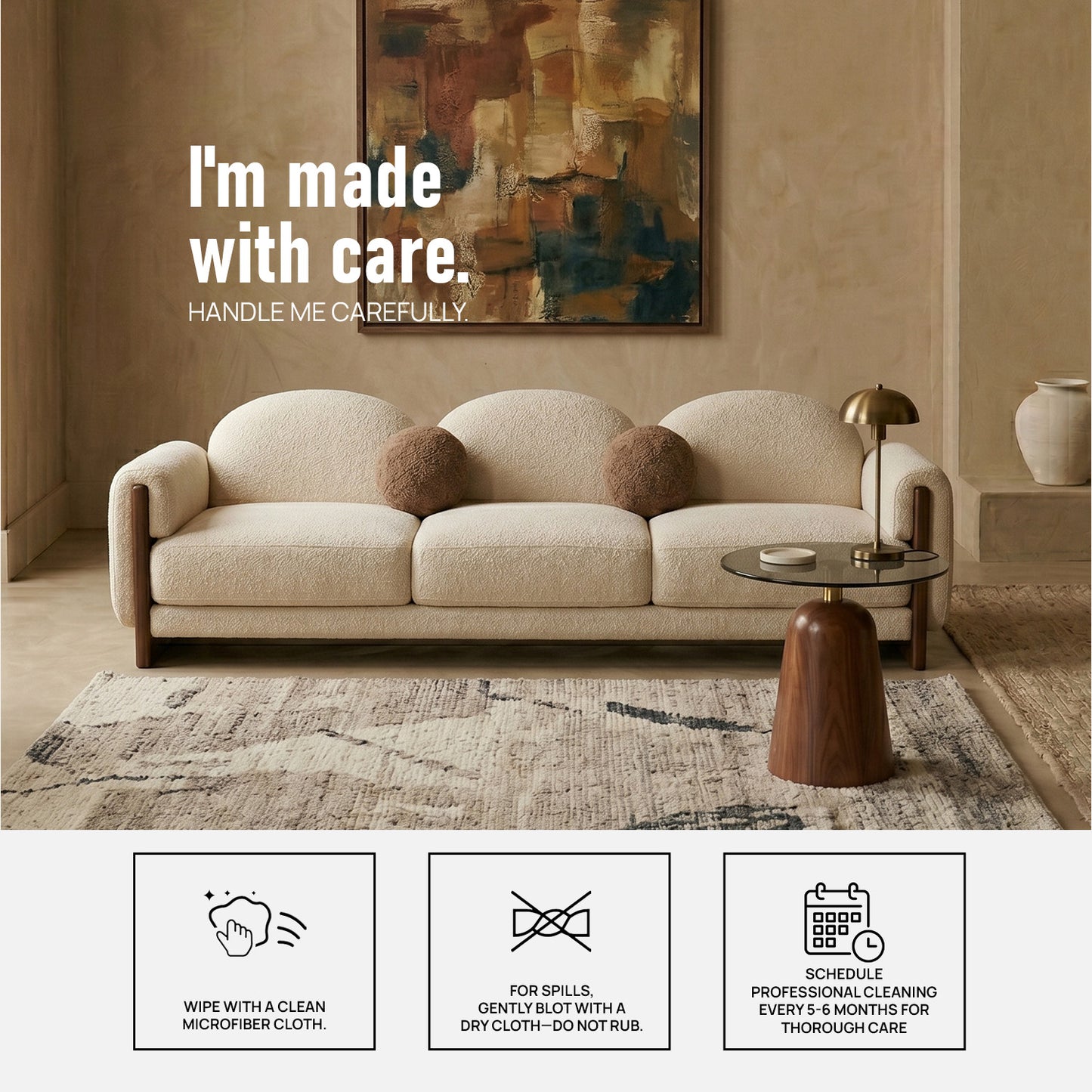 Havenrest Day Off White 4 - Seater Velvet Sofa