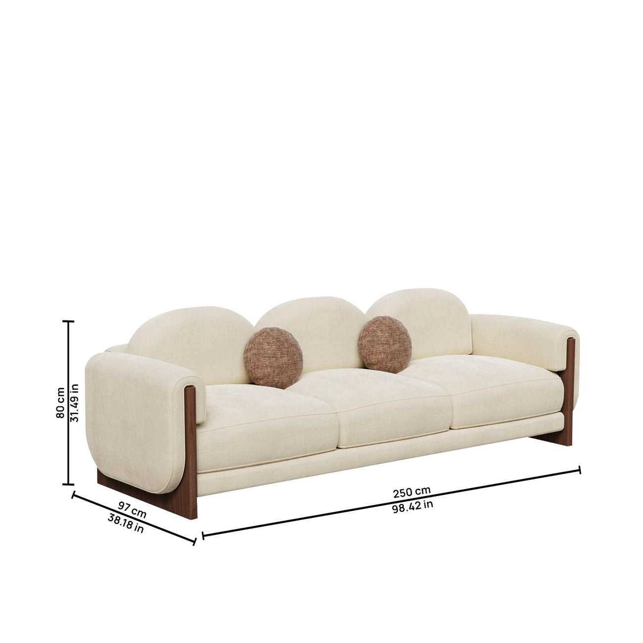 Havenrest Day Off White 4 - Seater Velvet Sofa
