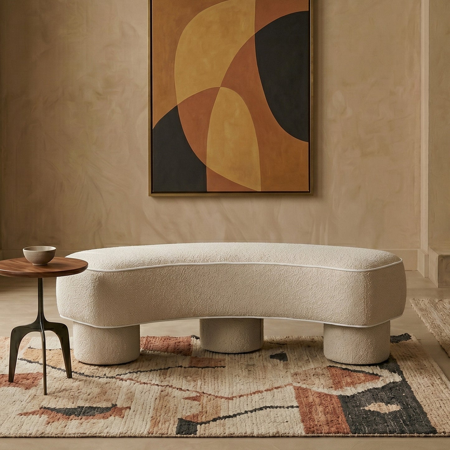 Peblio Block Pearl White 3 - Seater Linen Sofa