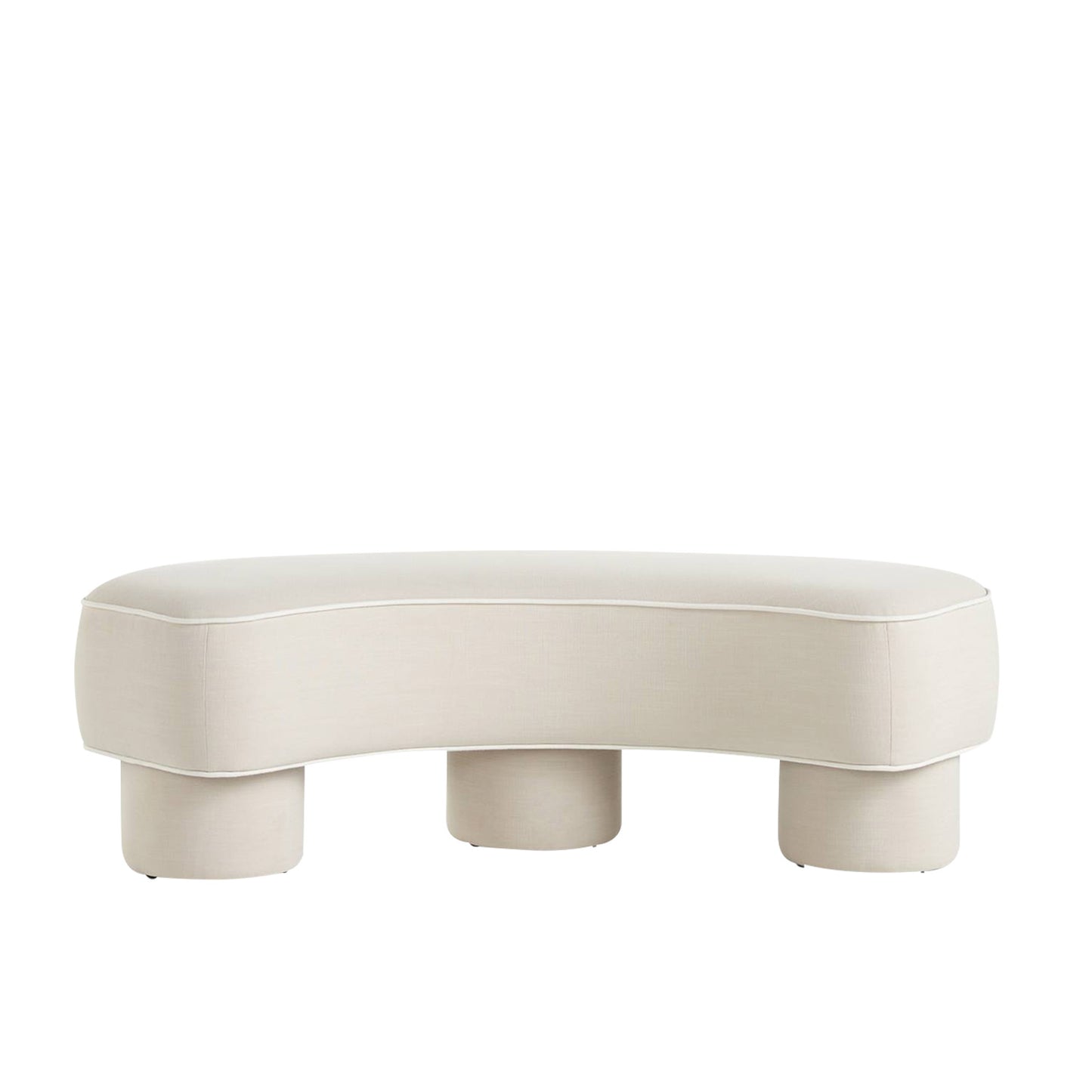 Peblio Block Pearl White 3 - Seater Linen Sofa