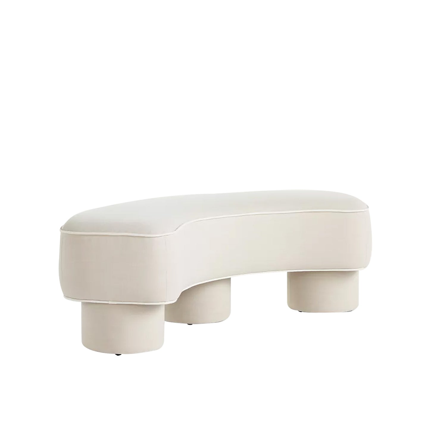 Peblio Block Pearl White 3 - Seater Linen Sofa