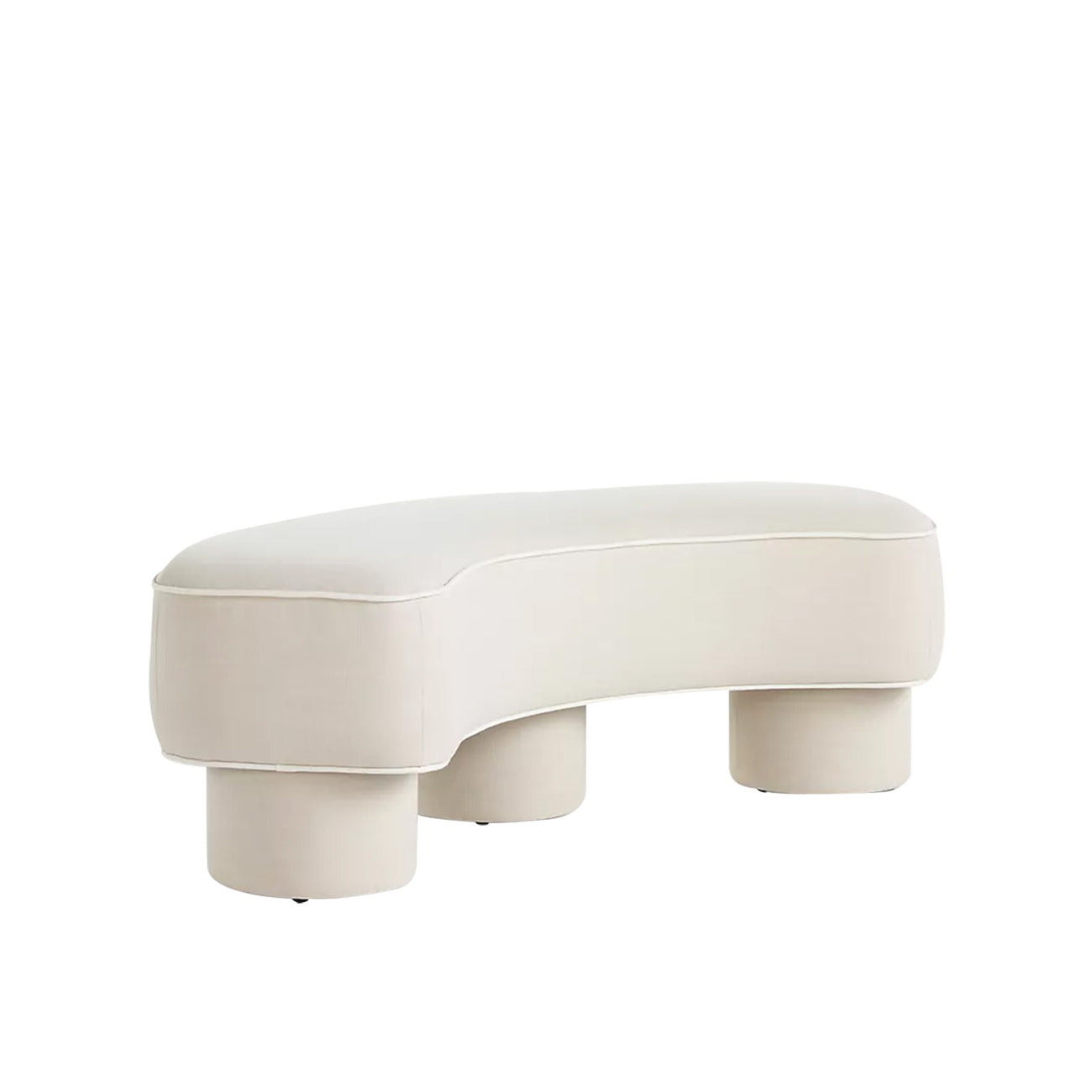 Peblio Block Pearl White 3 - Seater Linen Sofa