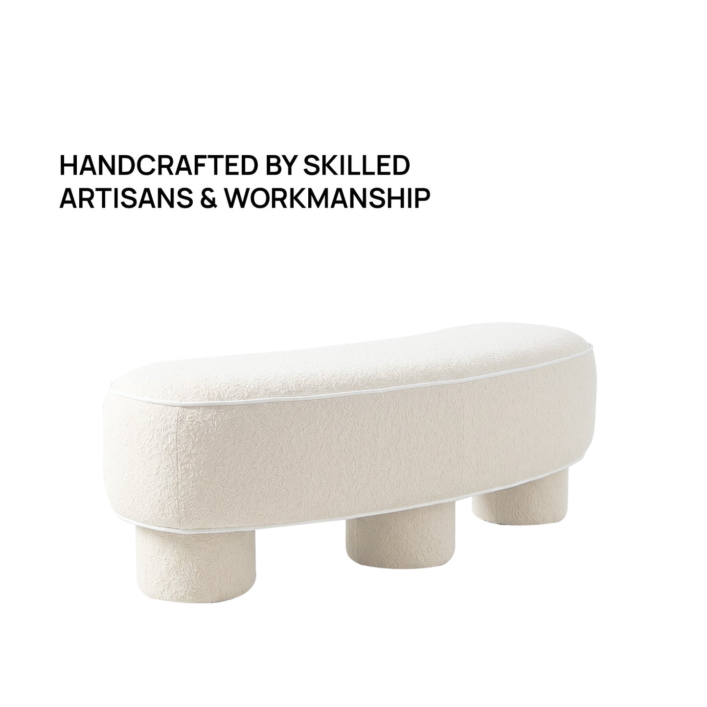 Peblio Block Pearl White 3 - Seater Linen Sofa