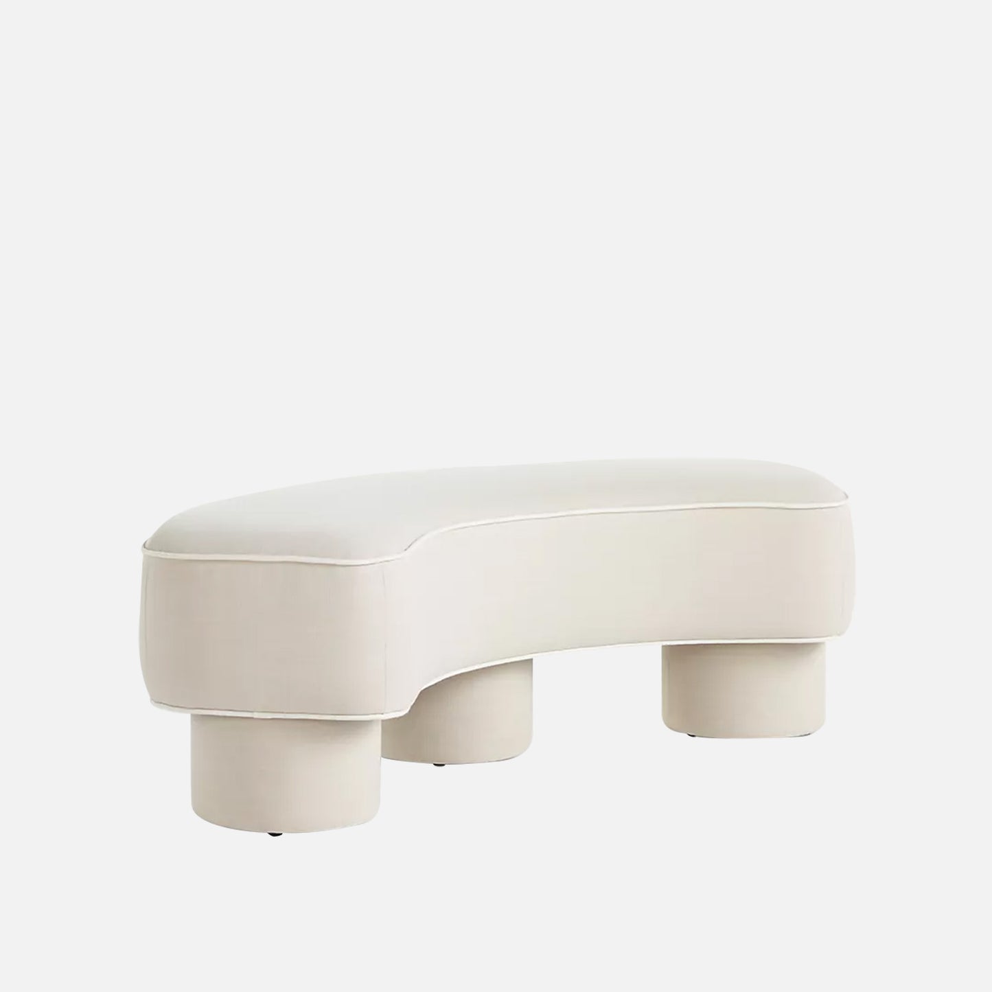 Peblio Block Pearl White 3 - Seater Linen Sofa