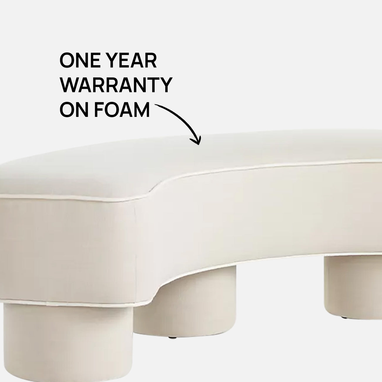 Peblio Block Pearl White 3 - Seater Linen Sofa