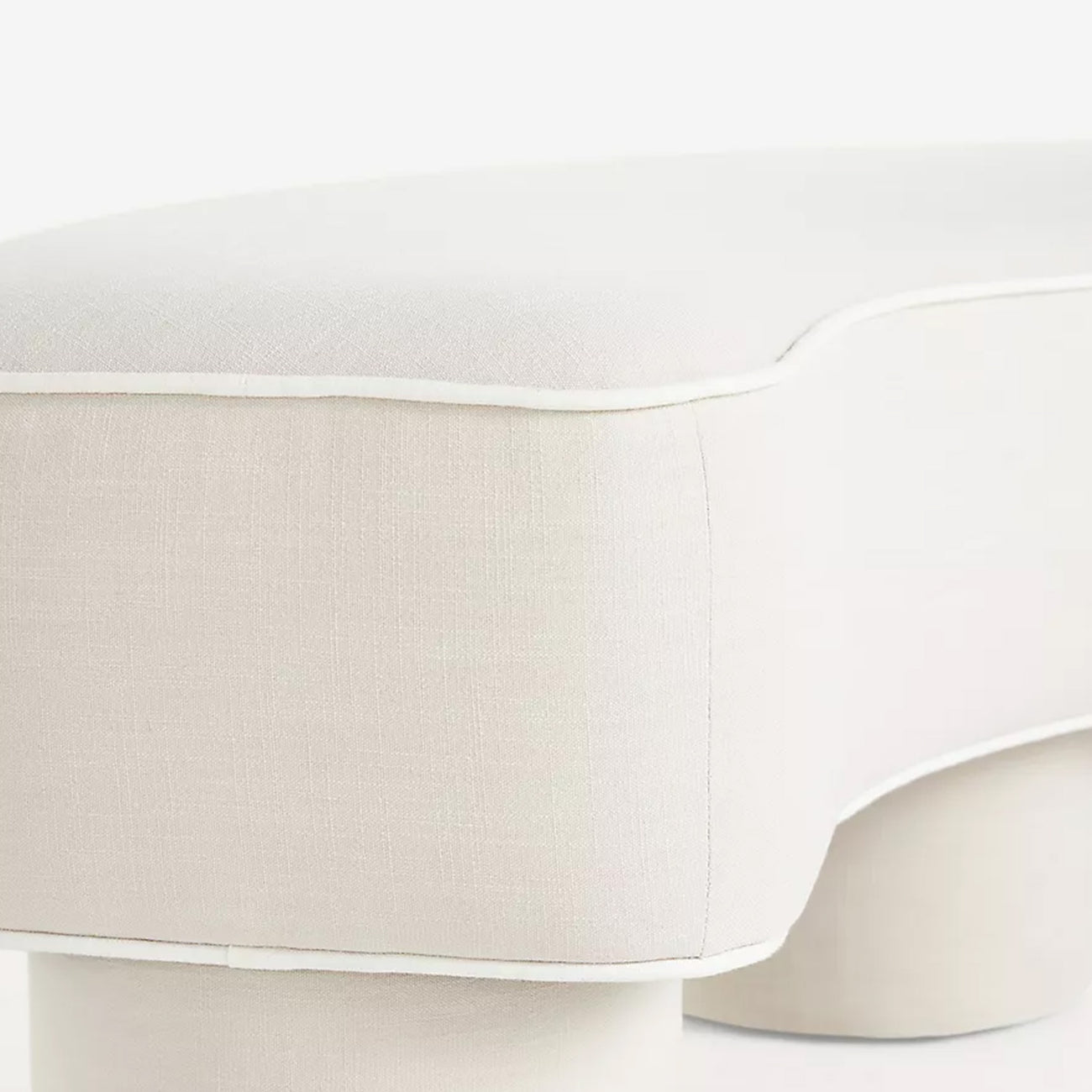 Peblio Block Pearl White 3 - Seater Linen Sofa