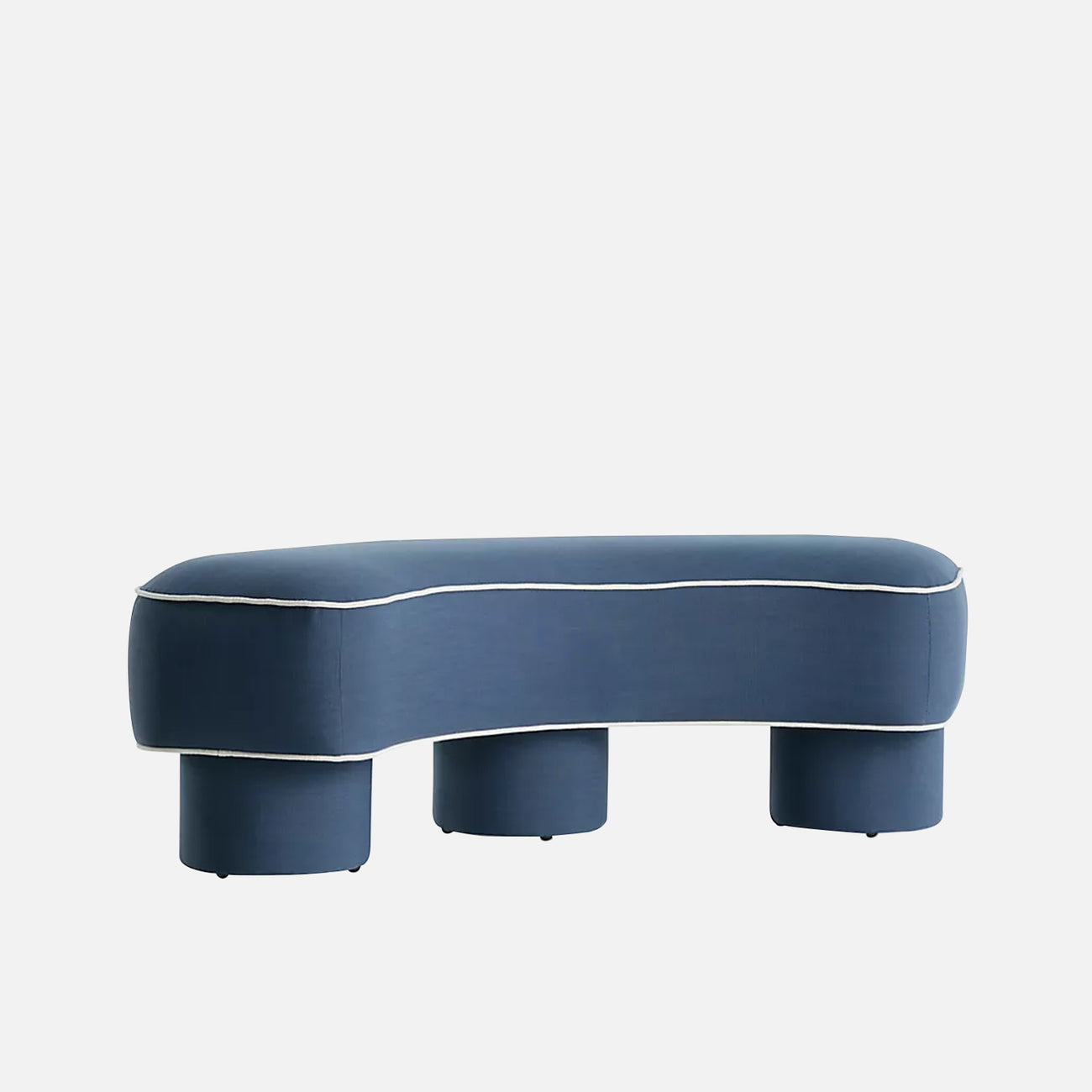 Peblio Block Blue 3 - Seater Linen Sofa