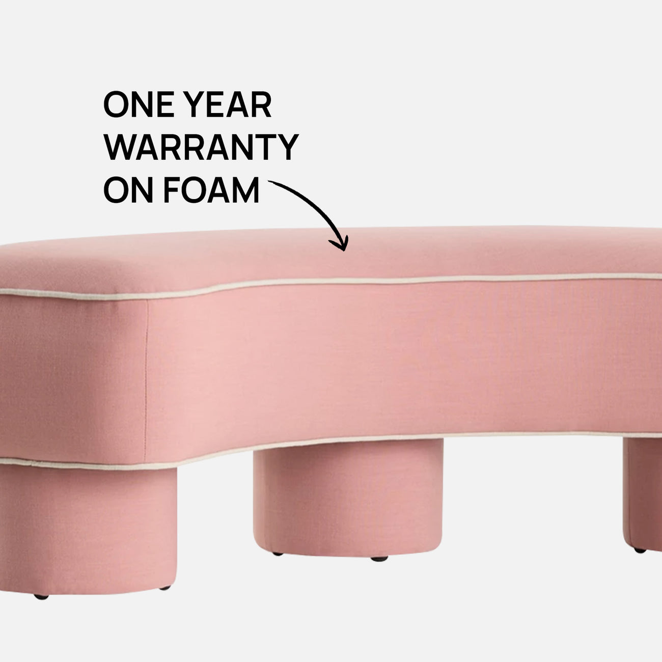 Peblio Block Soft Pink 3 - Seater Linen Sofa