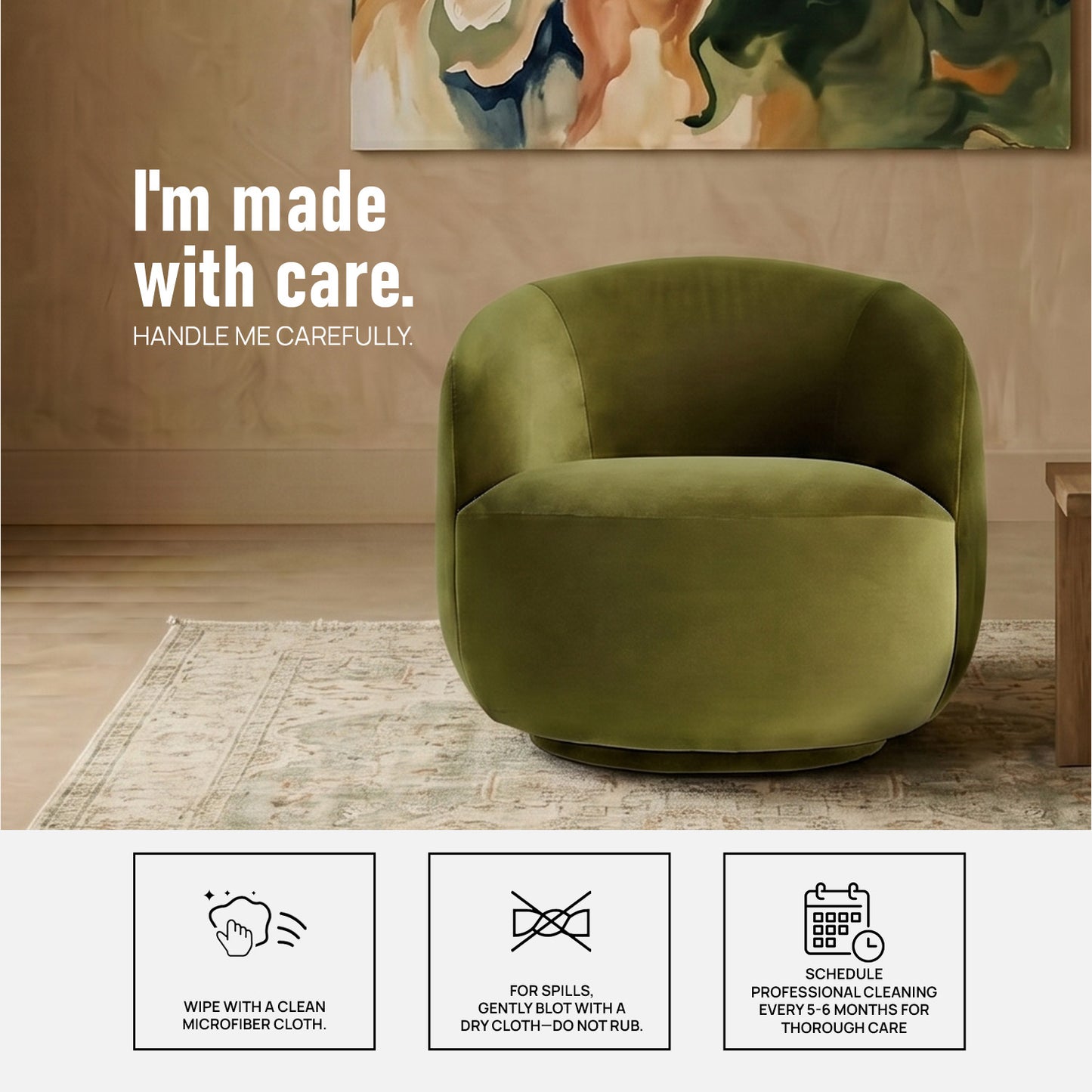 Mosselle Olive 1 - Seater Velvet Lounge Chair