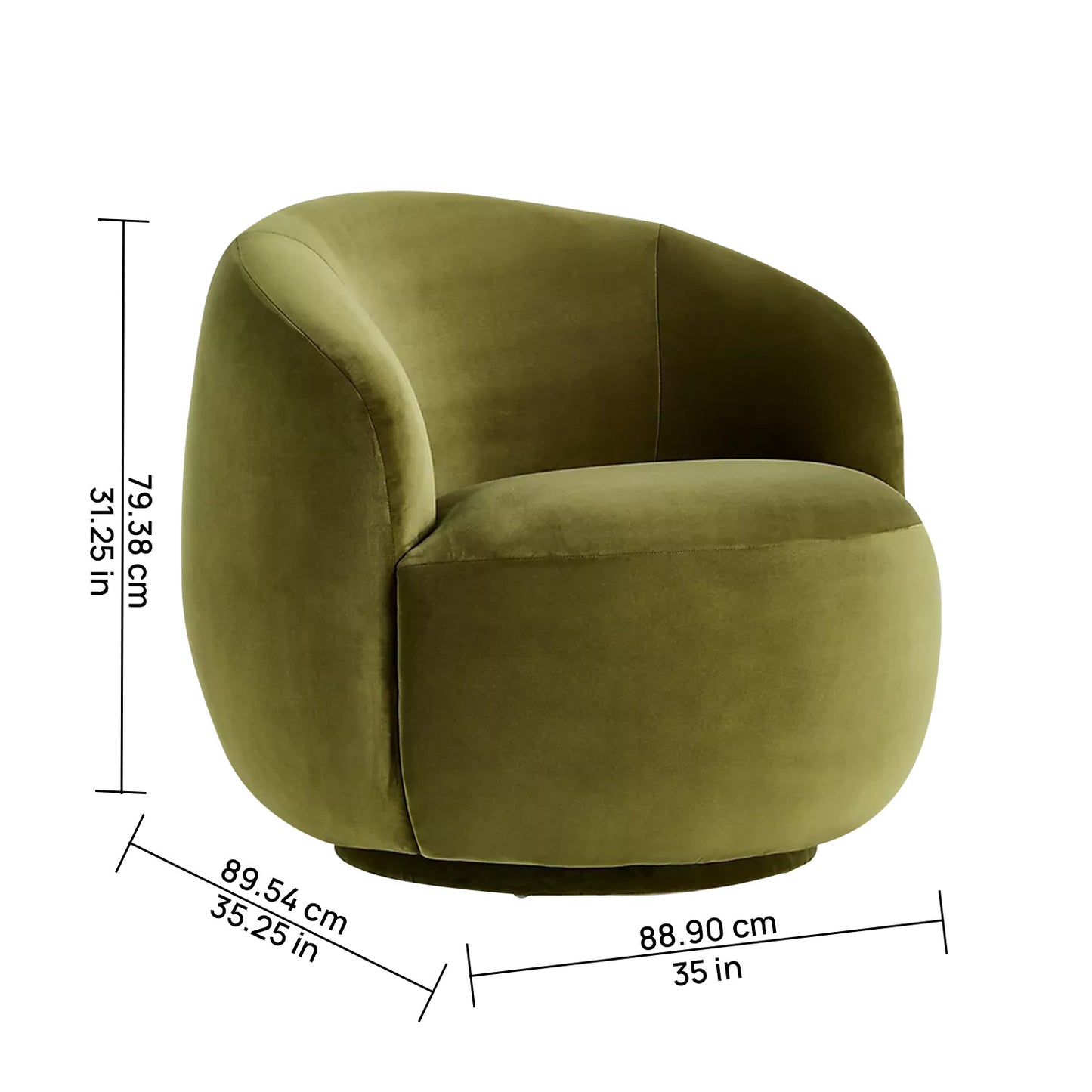 Mosselle Olive 1 - Seater Velvet Lounge Chair