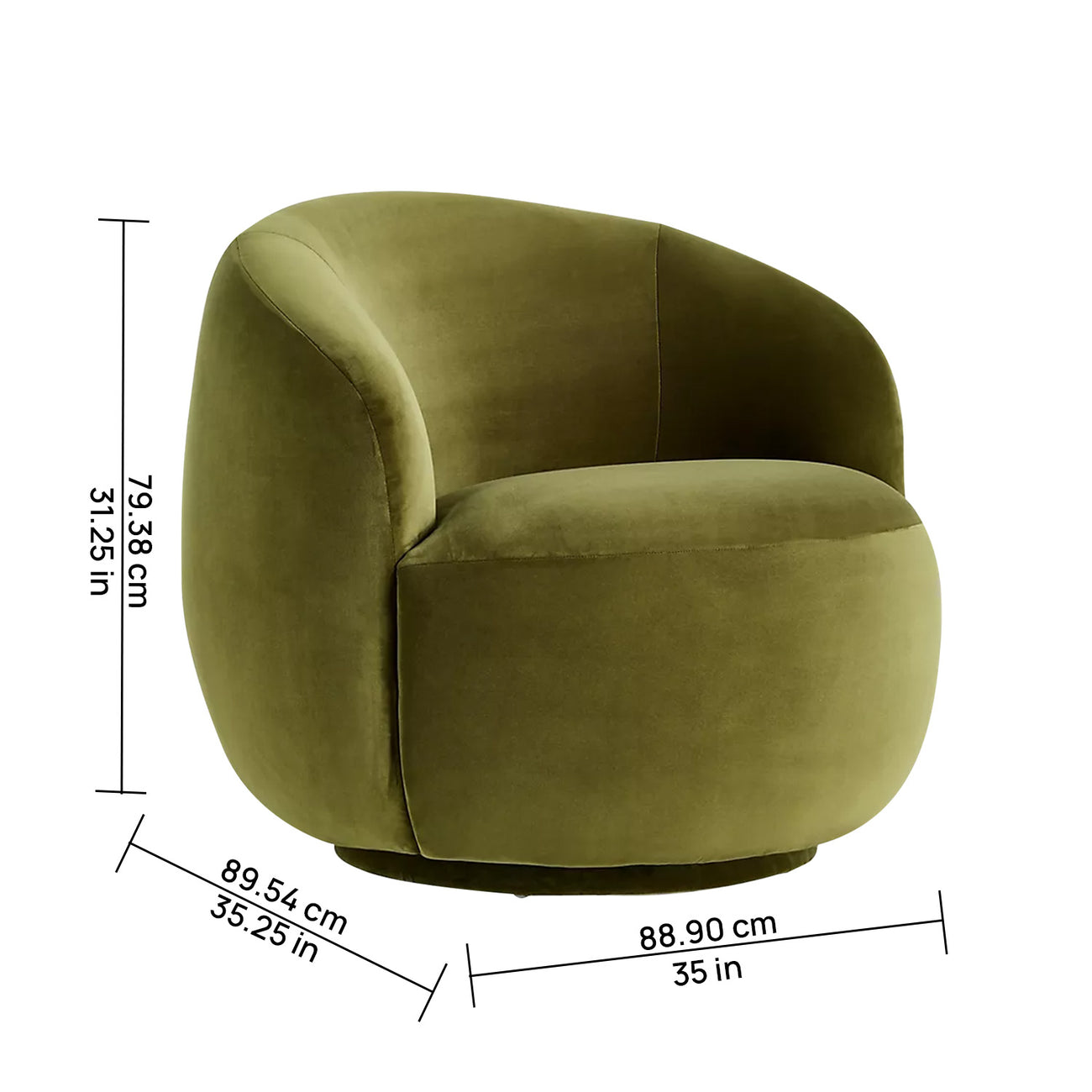 Mosselle Olive 1 - Seater Velvet Lounge Chair