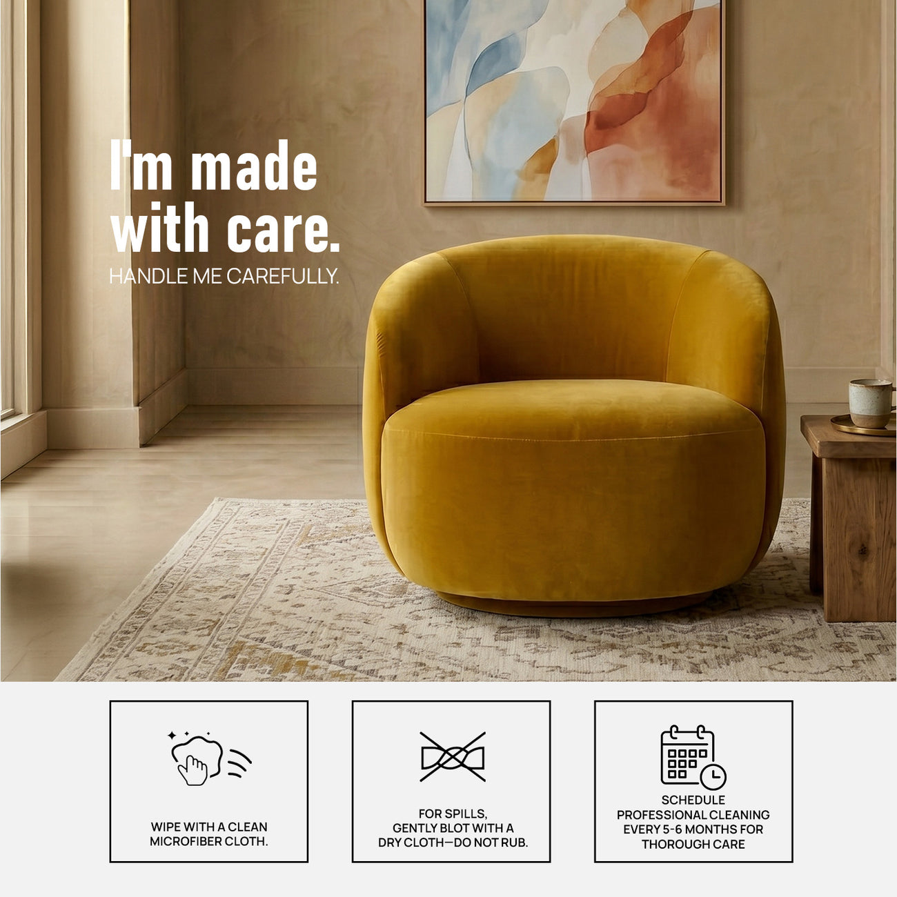 Mosselle Mustard 1 - Seater Velvet Lounge Chair