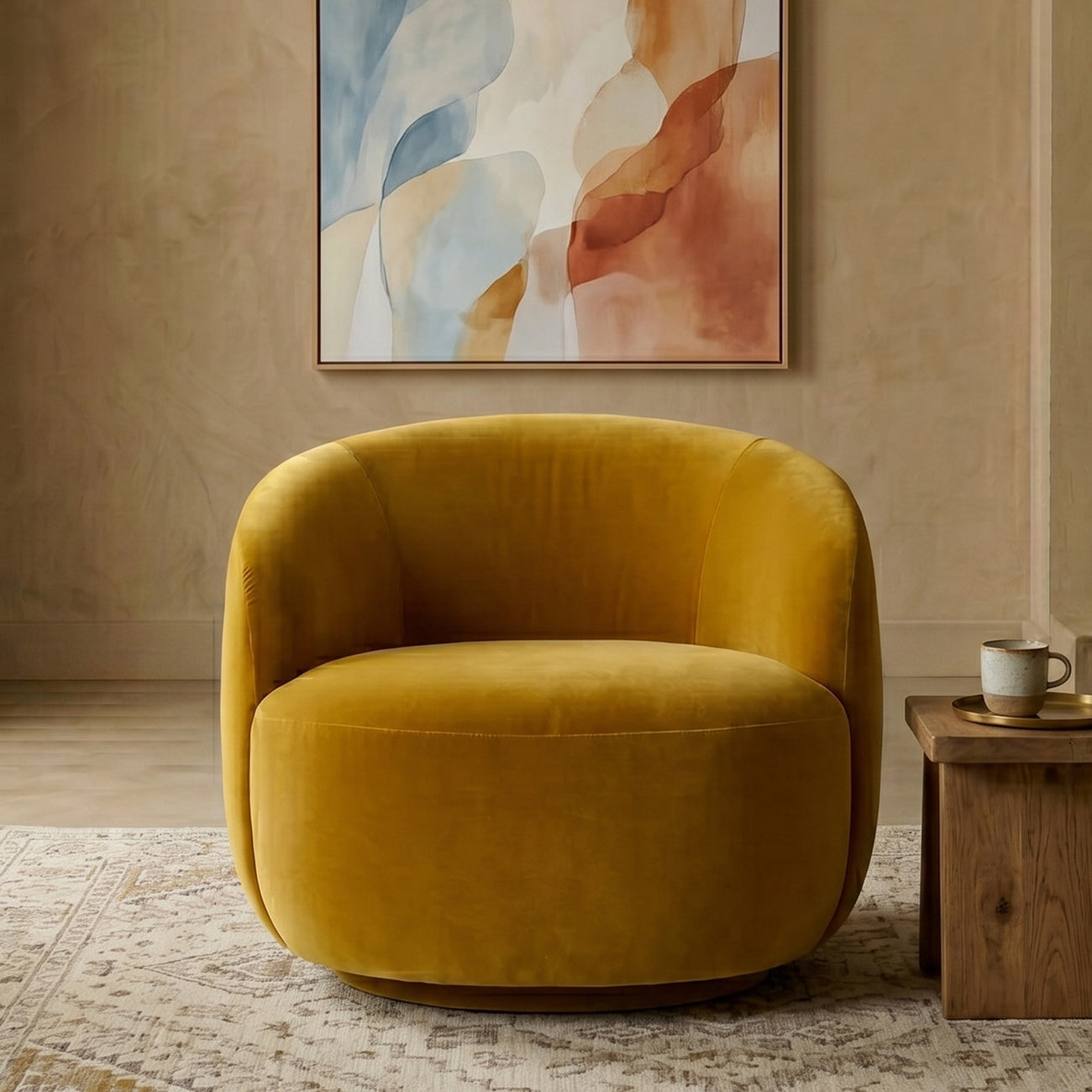 Mosselle Mustard 1 - Seater Velvet Lounge Chair