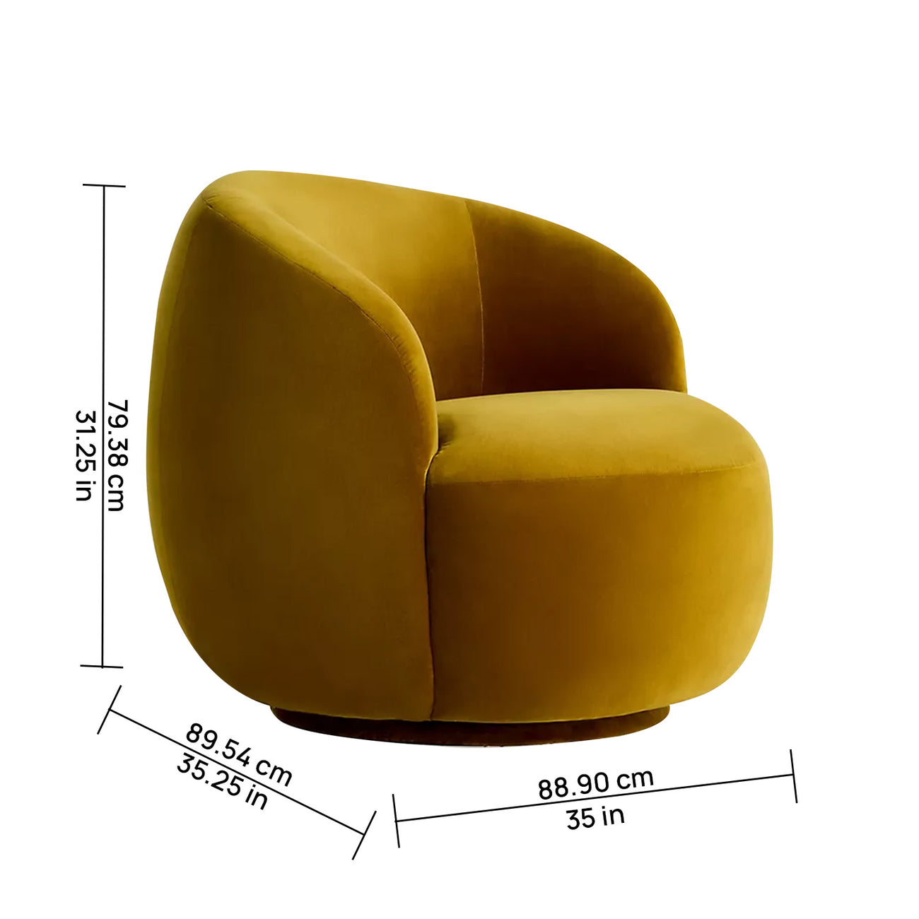 Mosselle Mustard 1 - Seater Velvet Lounge Chair