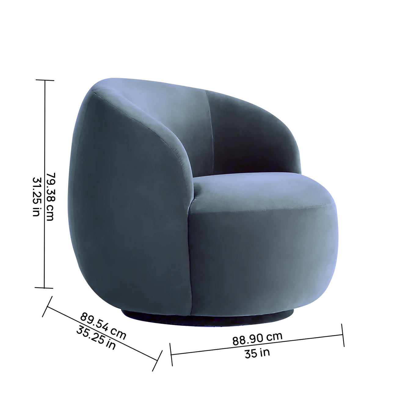 Mosselle Sky Blue 1 - Seater Velvet Lounge Chair