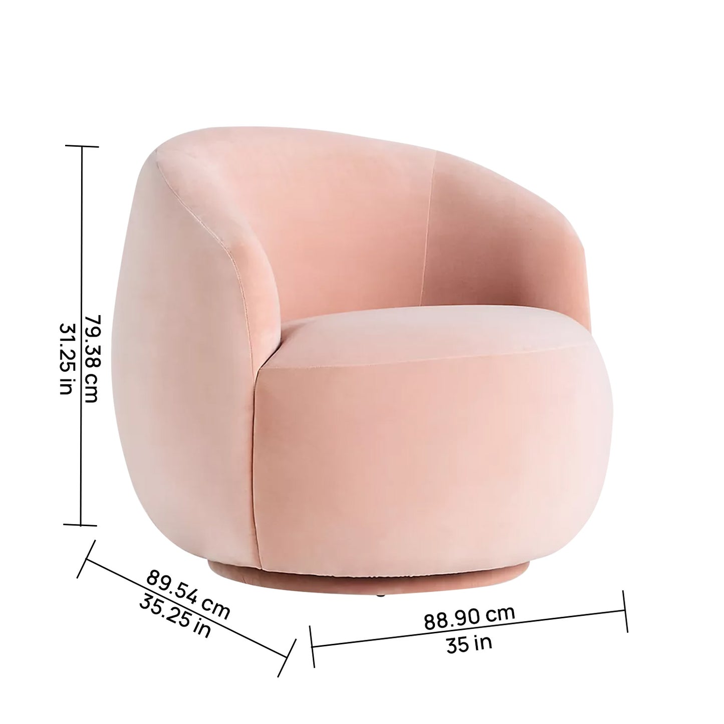 Mosselle Baby Pink 1 - Seater Velvet Lounge Chair