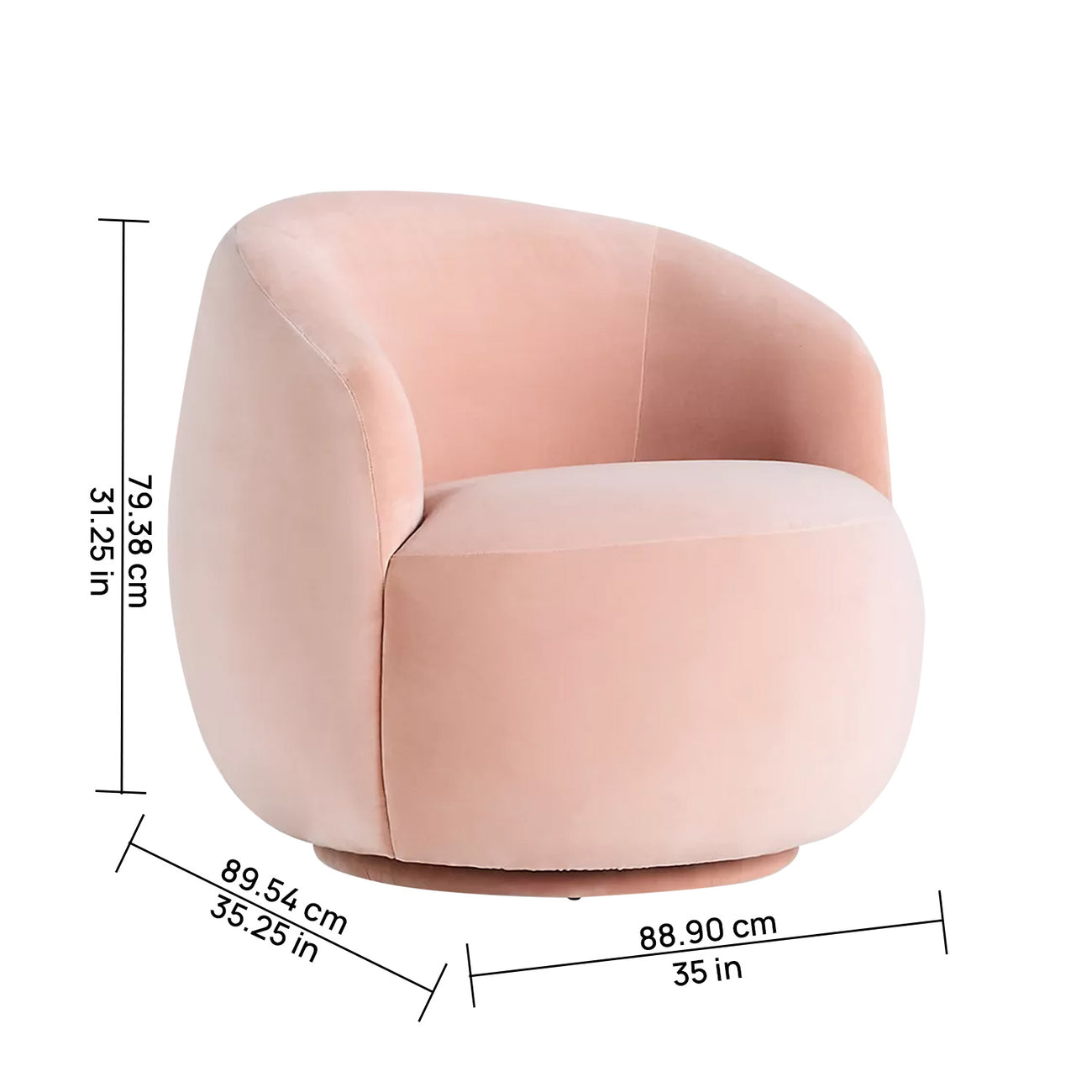 Mosselle Baby Pink 1 - Seater Velvet Lounge Chair
