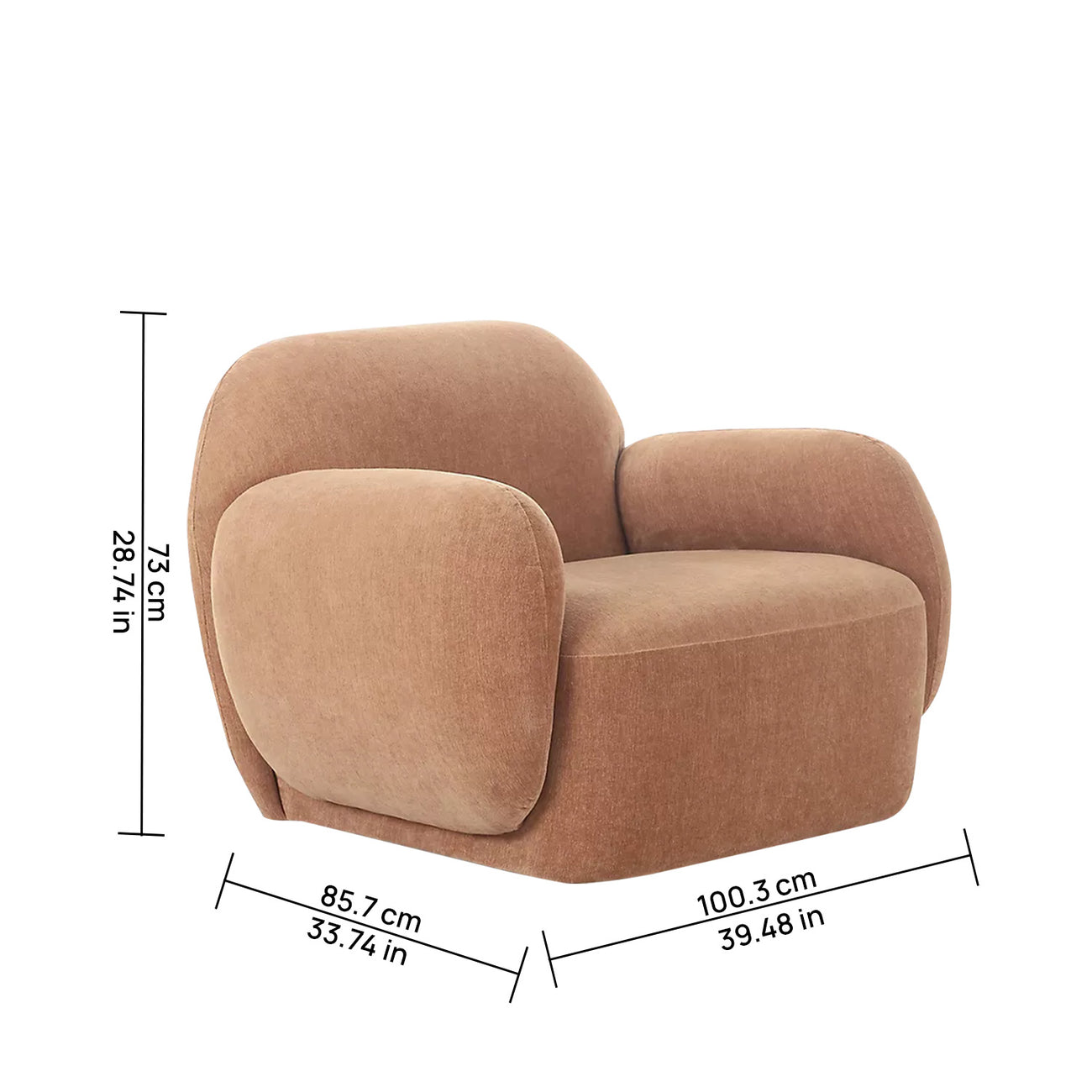 Caramelis Hazel 1 - Seater Velvet Chair