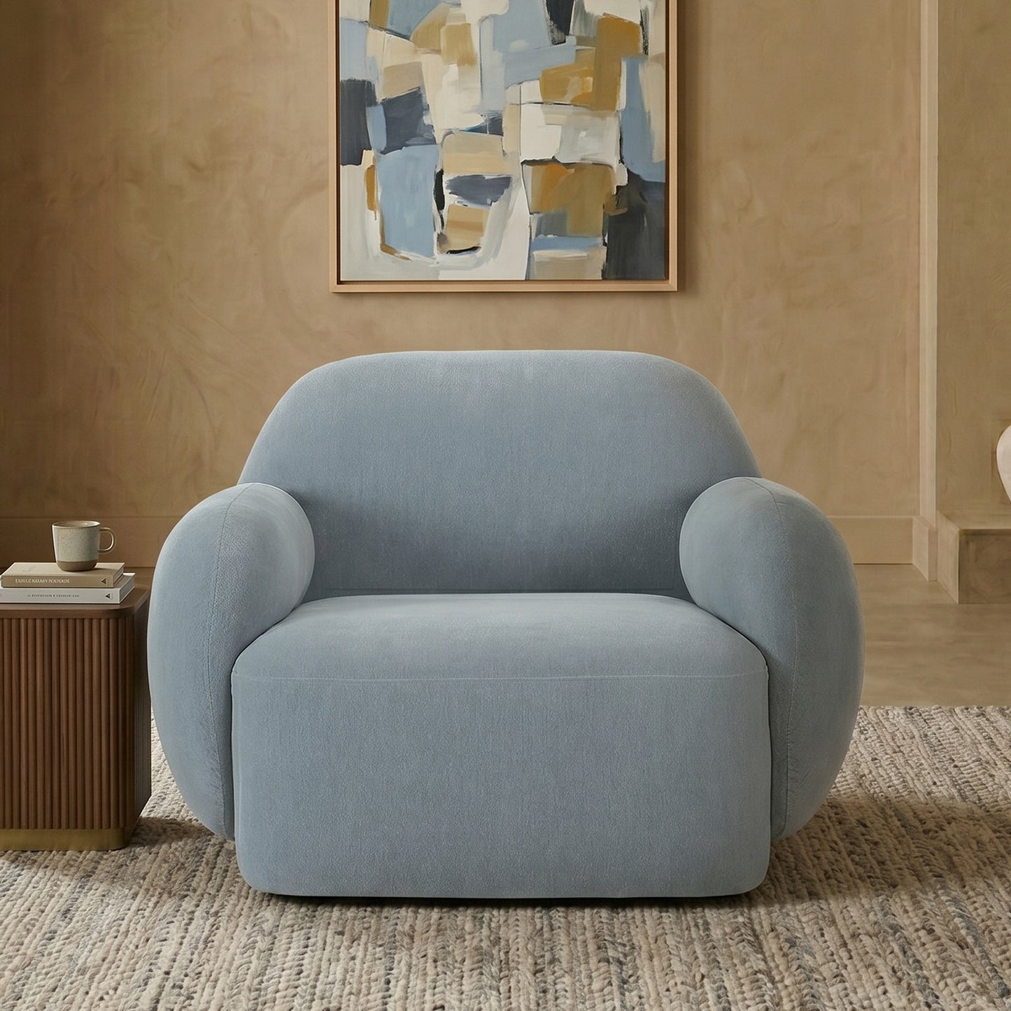 Caramelis Slate Blue 1 - Seater Velvet Chair