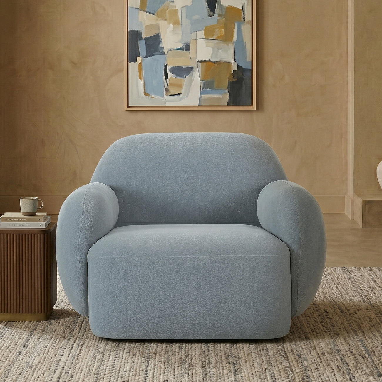 Caramelis Slate Blue 1 - Seater Velvet Chair