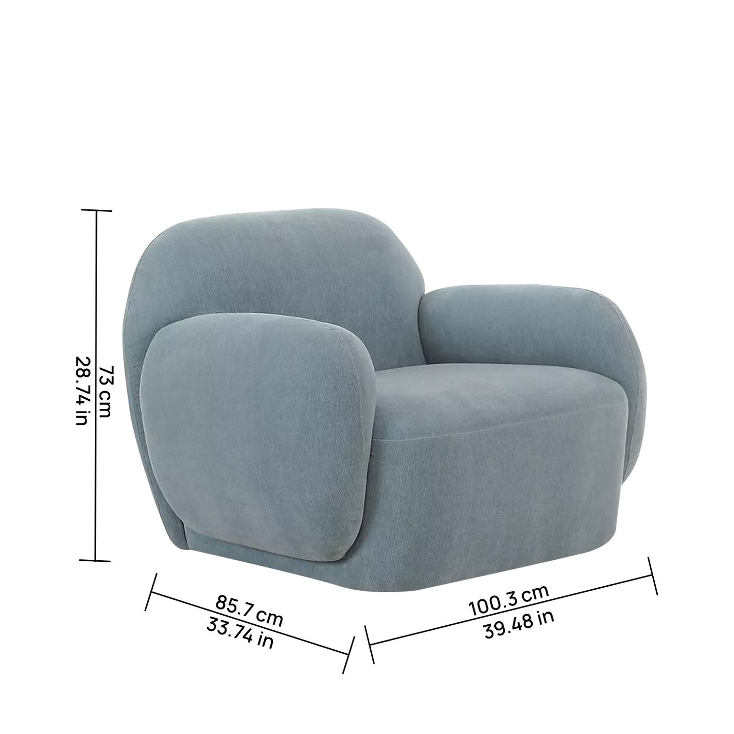 Caramelis Slate Blue 1 - Seater Velvet Chair