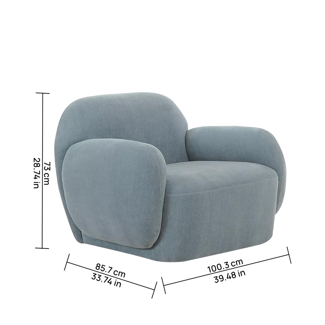 Caramelis Slate Blue 1 - Seater Velvet Chair