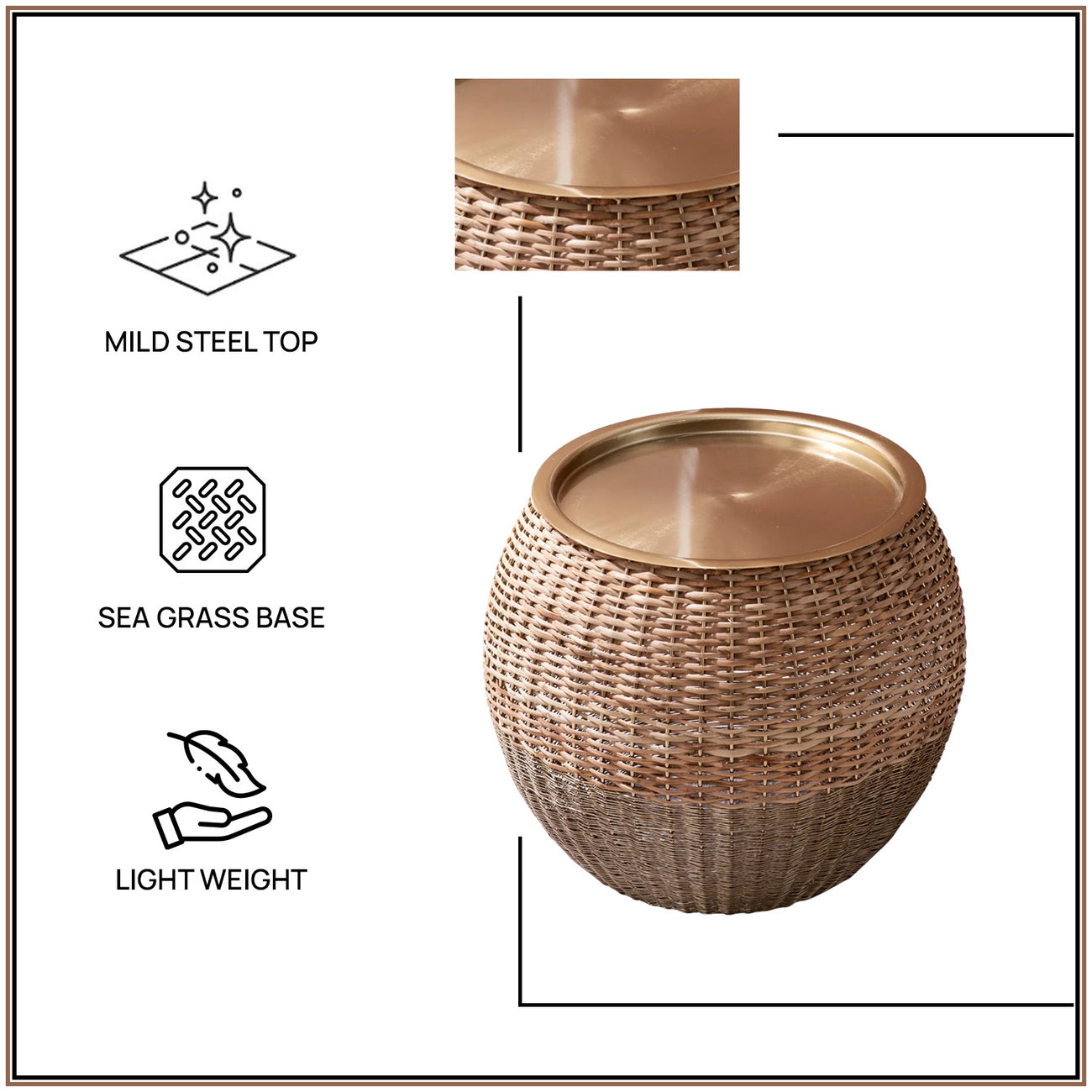 Opulent Rattan and Gold Table Set of 2