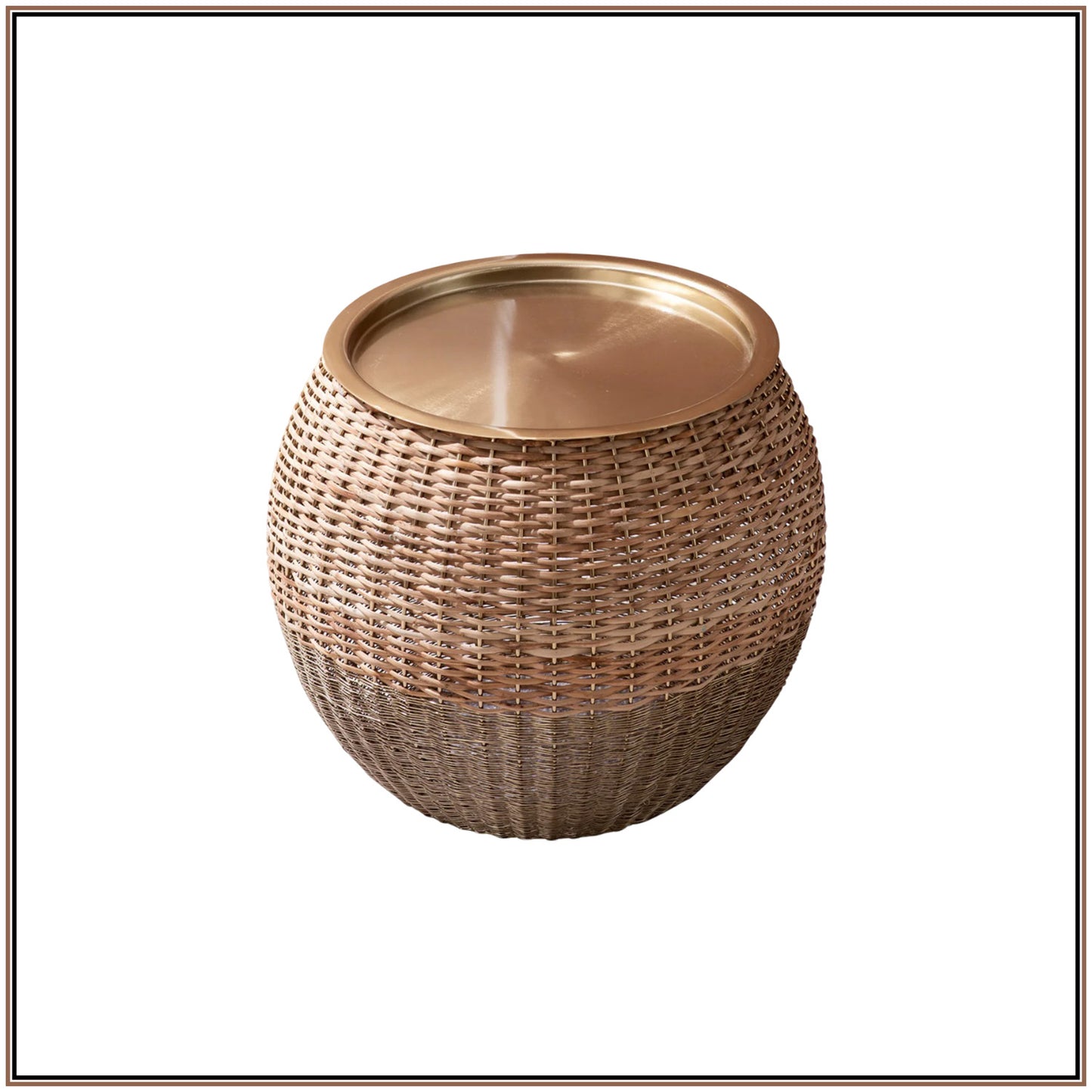 Opulent Rattan and Gold Table Set of 2