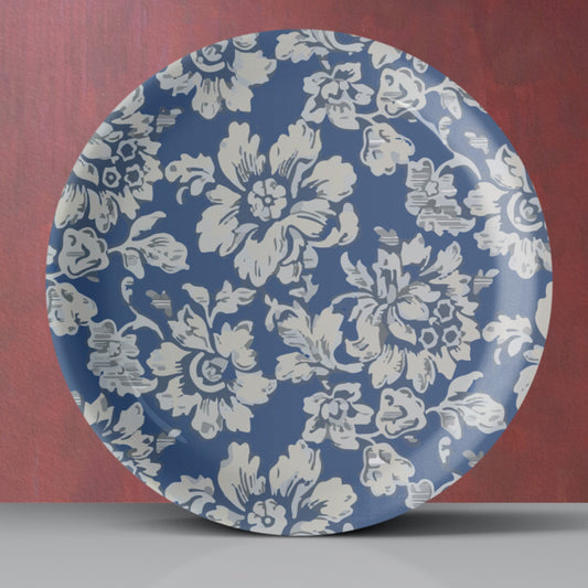Indigo Floral Wall Plate