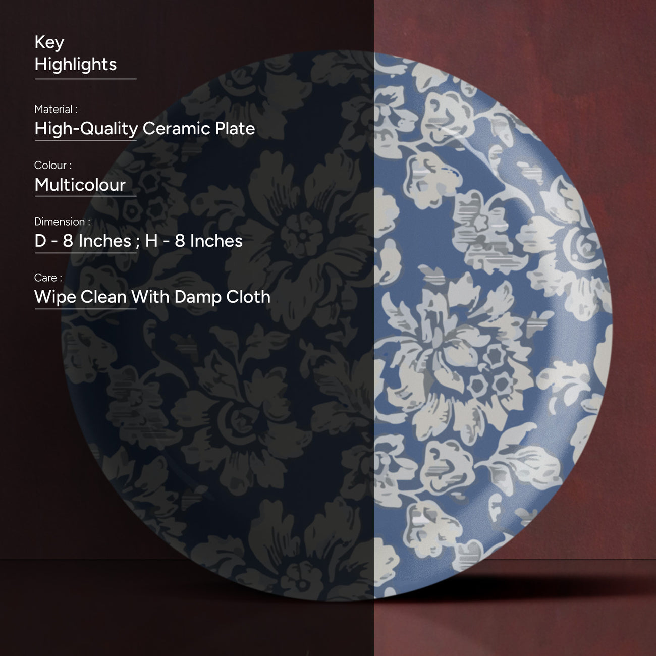 Indigo Floral Wall Plate