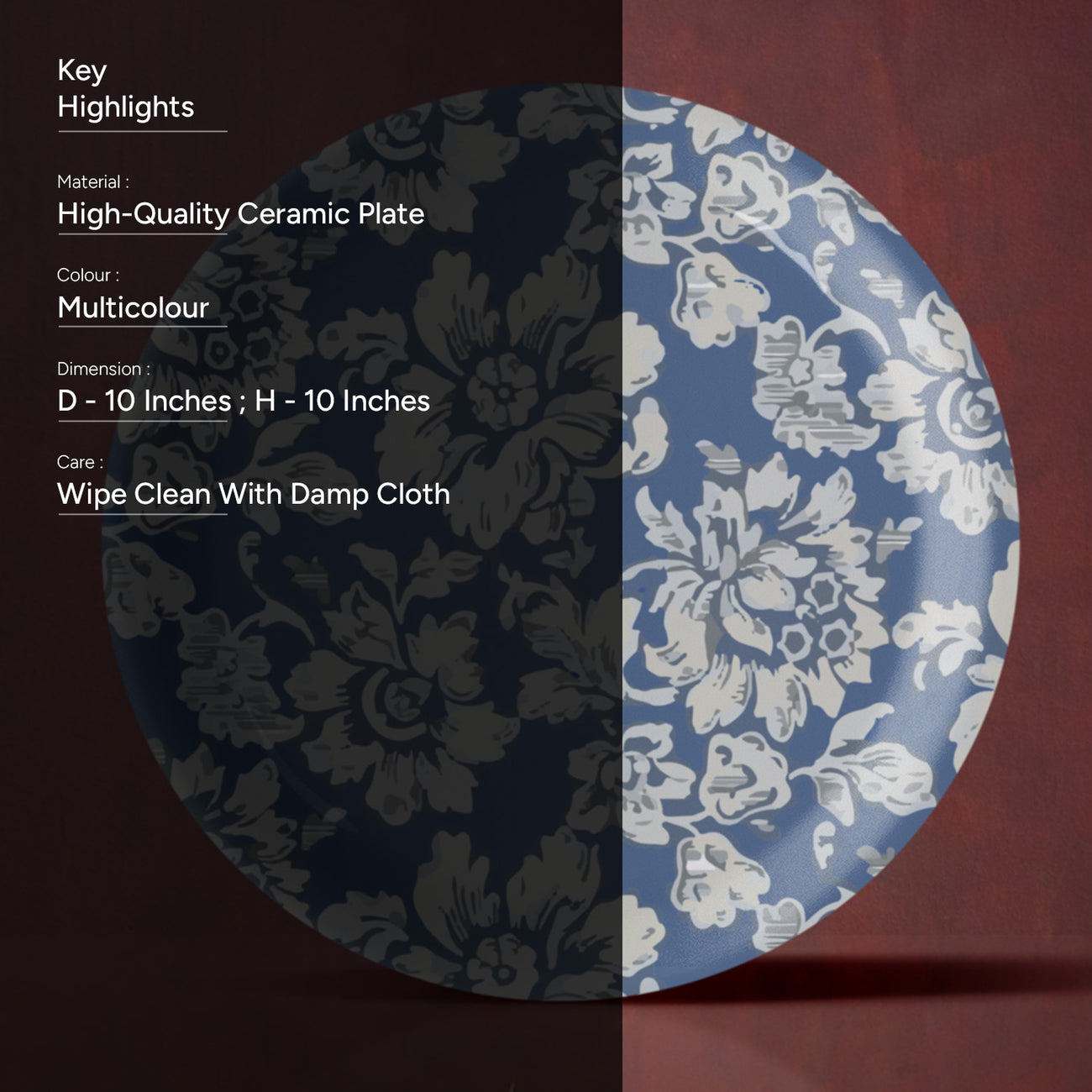 Indigo Floral Wall Plate