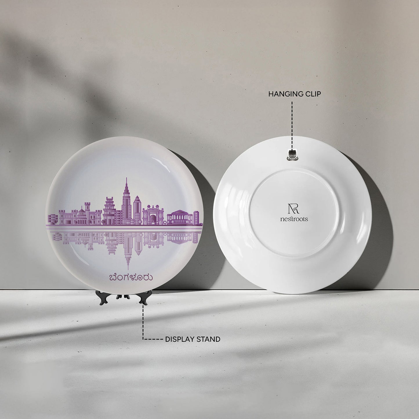 Urban Dreamscapes: Cityscape Bangalore Artistry porcelain plate