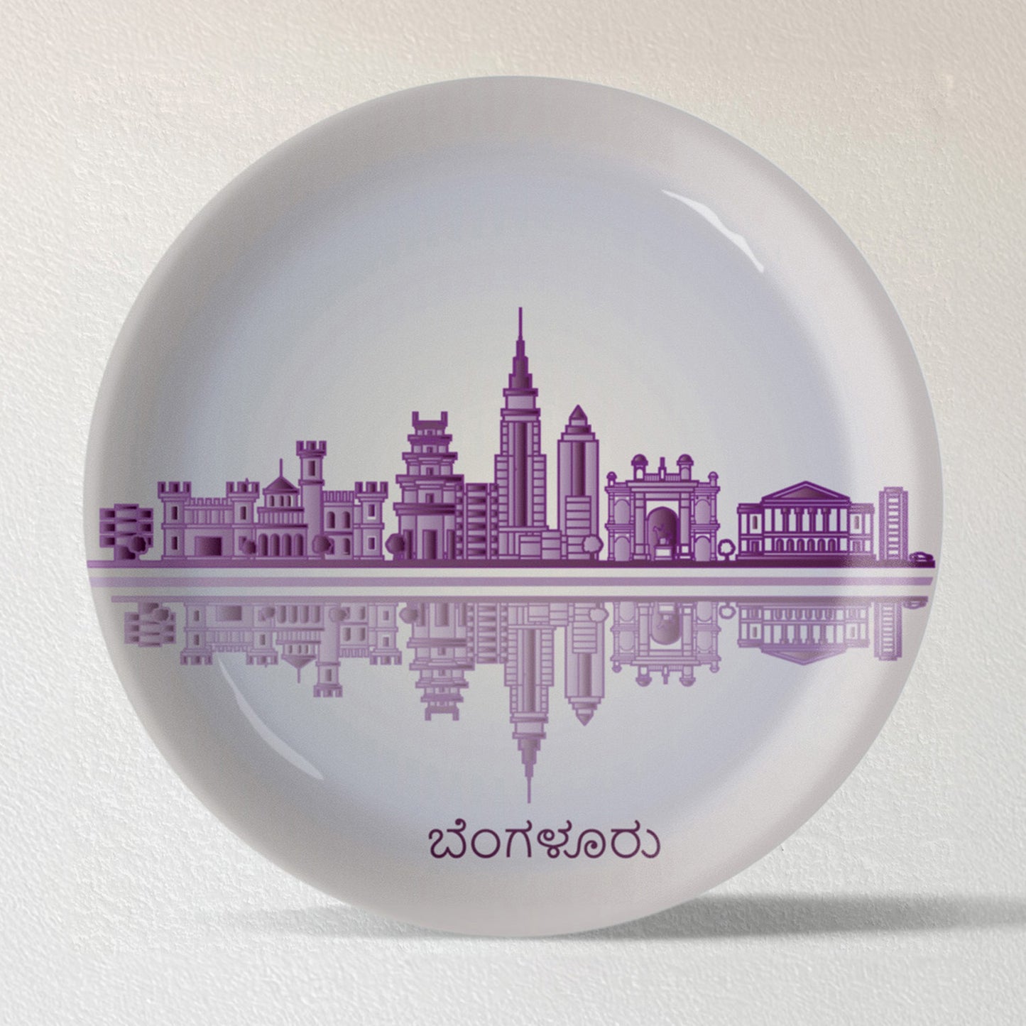 Urban Dreamscapes: Cityscape Bangalore Artistry porcelain plate