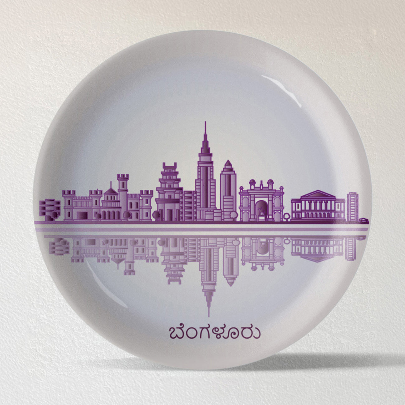 Urban Dreamscapes: Cityscape Bangalore Artistry porcelain plate