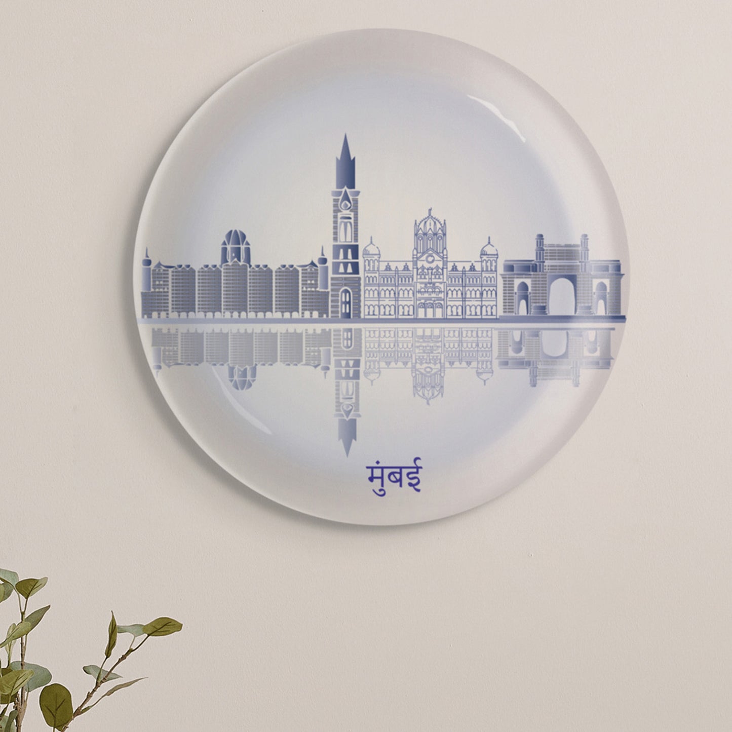 Urban Dreamscapes: Cityscape collage Artistry porcelain Wall Plates Set of 4