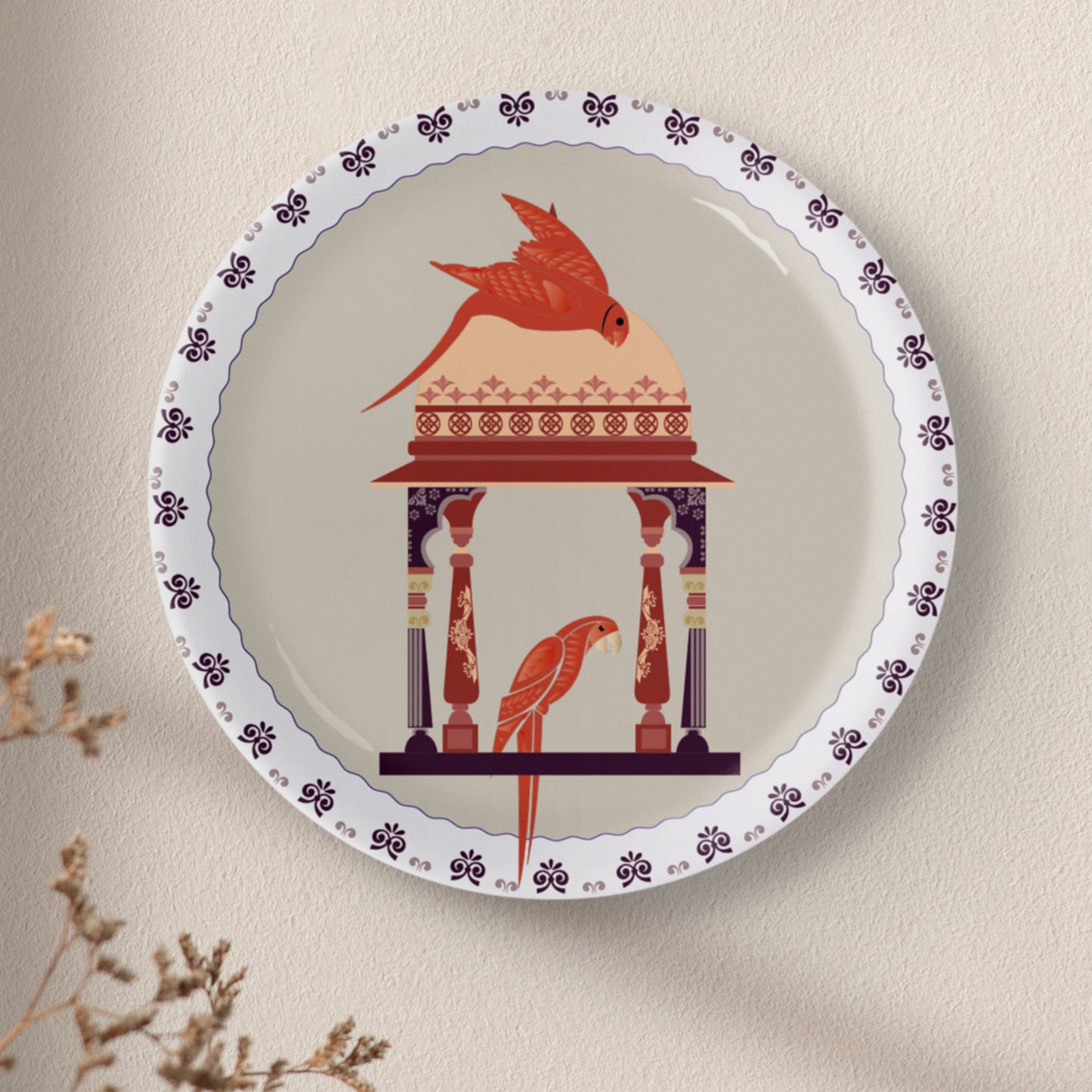 Harmony of Nature and Artistry parrot palace plate
