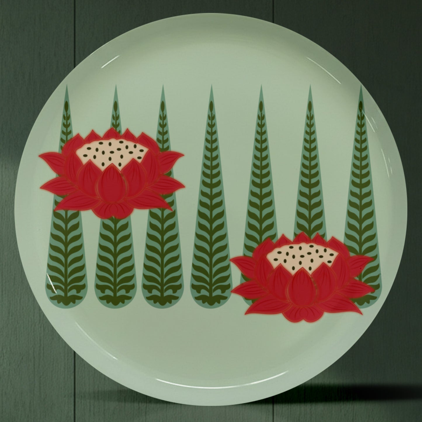 Red Lotus & Lily Metallic Wall Plate Combo Set of 5