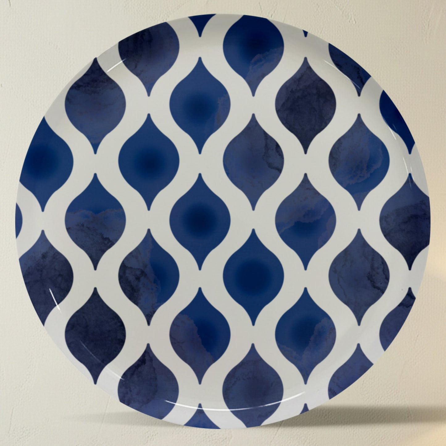 Classic Blue Porcelain Metallic Wall Plate Set of 5