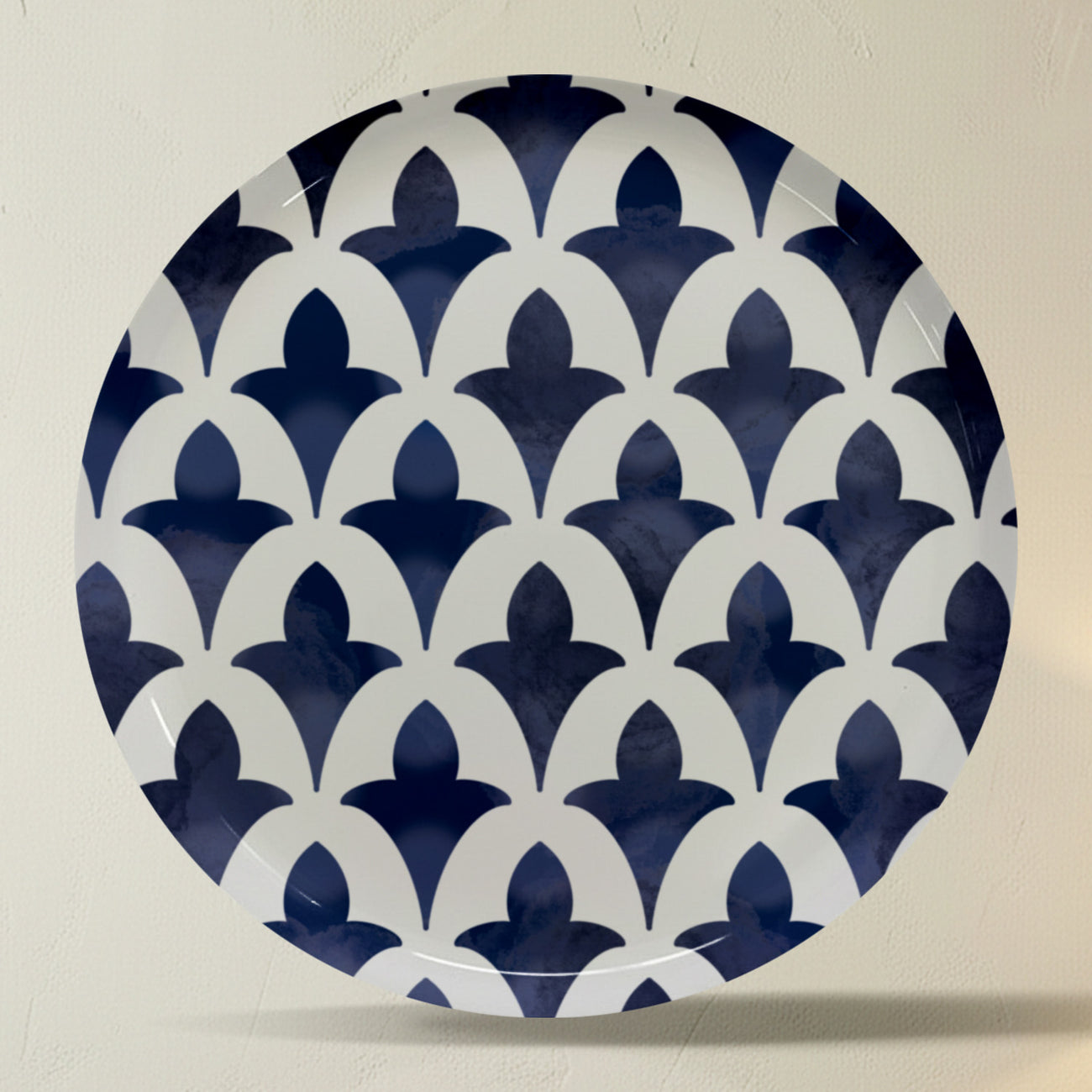 Classic Blue Porcelain Metallic Wall Plate Set of 5