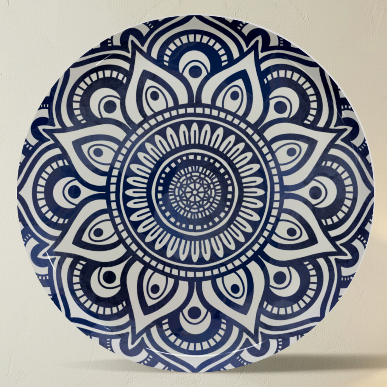 Classic Blue Porcelain Metallic Wall Plate Set of 5