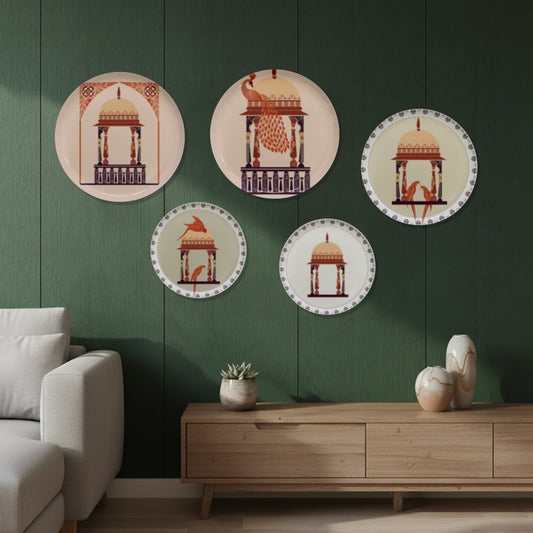Vintage Arch Window Metallic Wall Plate Set of 5