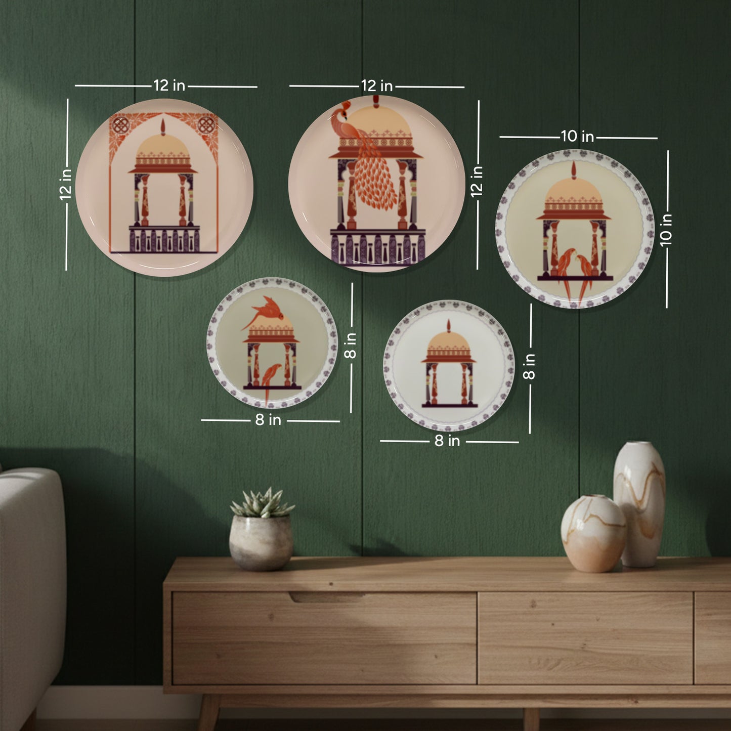 Vintage Arch Window Metallic Wall Plate Set of 5