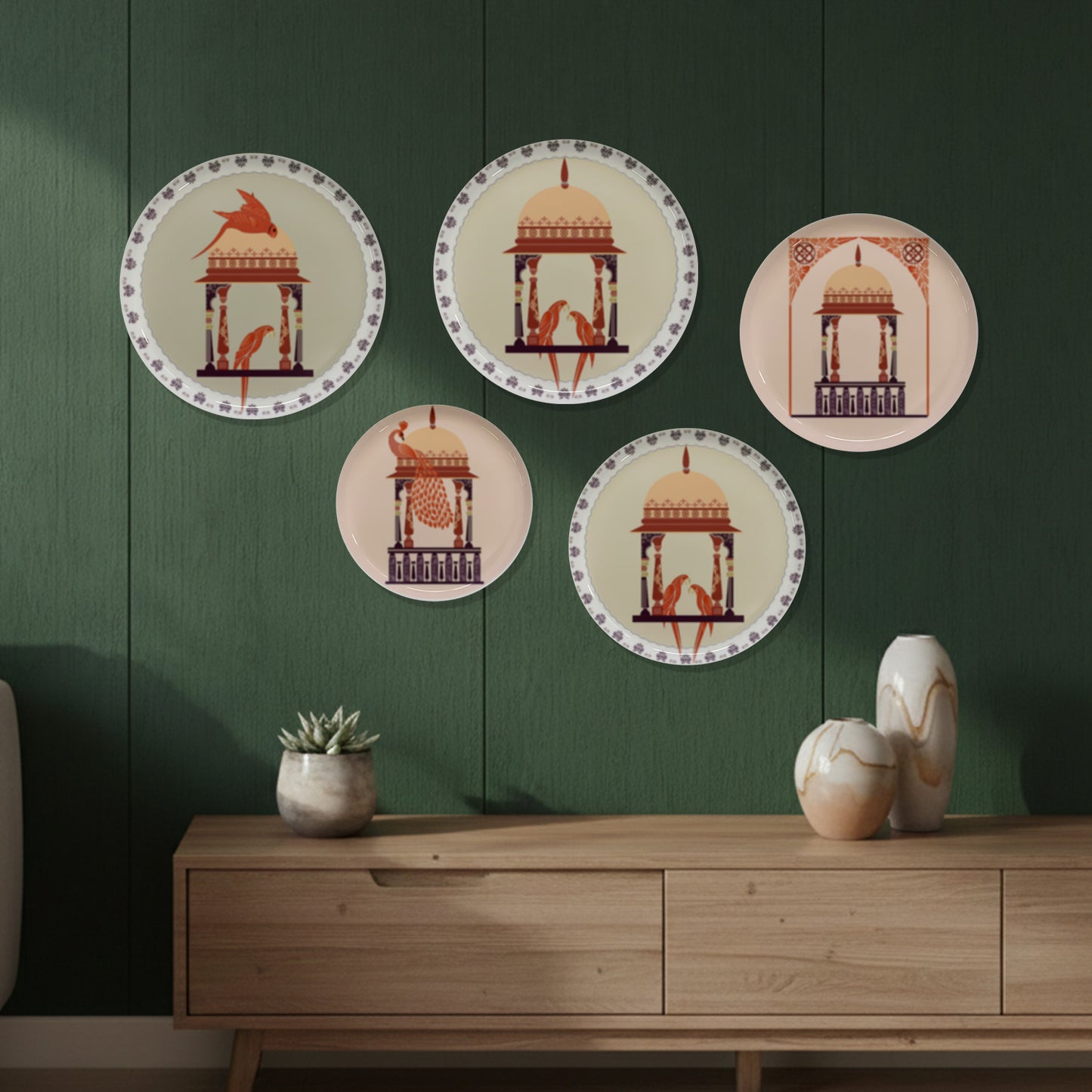 Rustic Mandala Metallic Wall Plate Set of 5