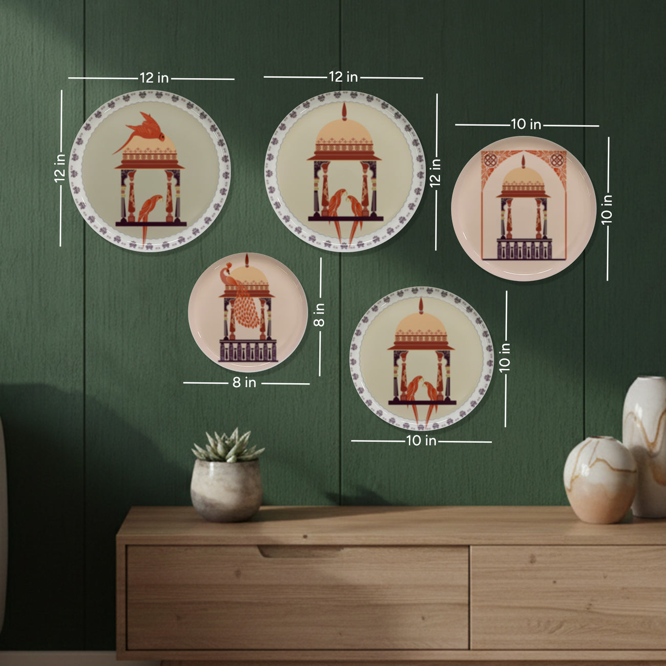 Rustic Mandala Metallic Wall Plate Set of 5