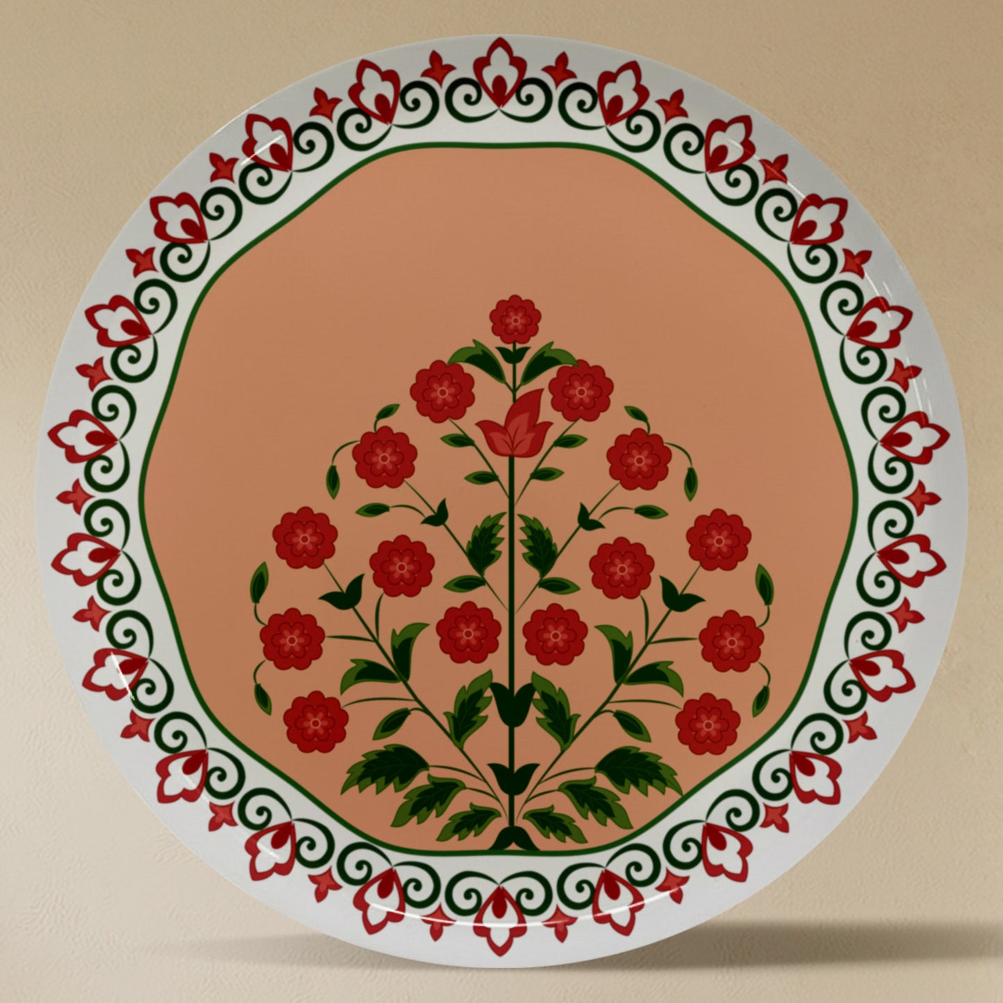 Terracotta Floral Mandala Metallic Wall Plate Set of 6