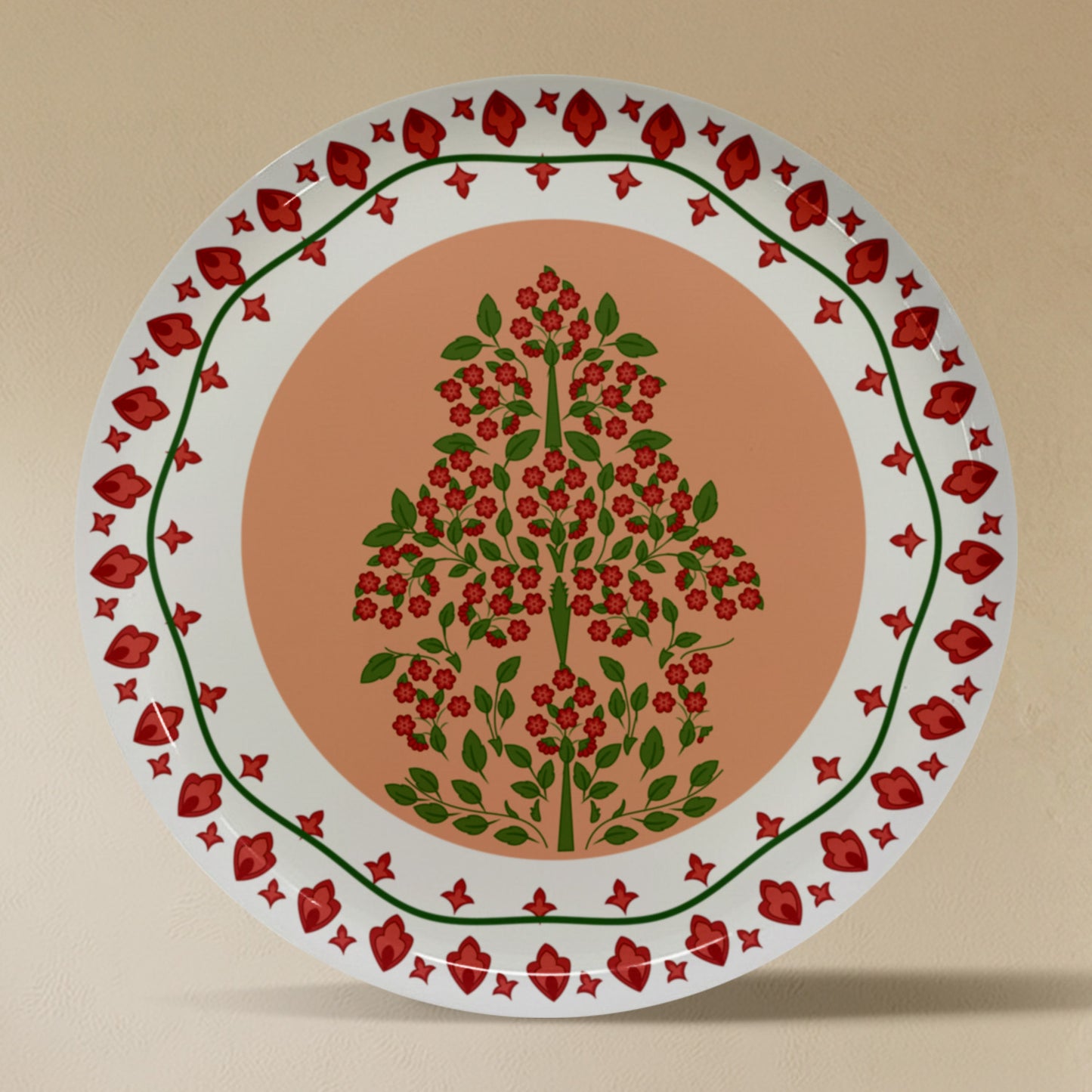 Terracotta Floral Mandala Metallic Wall Plate Set of 6